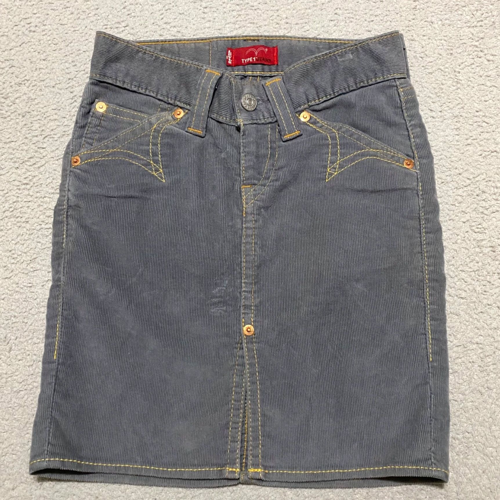 Levi's Levi's Womens XS Skirt Gray Corduroy Western Type 1 Straight Pencil Size 26" / US 2 / IT 38 - 2 Thumbnail