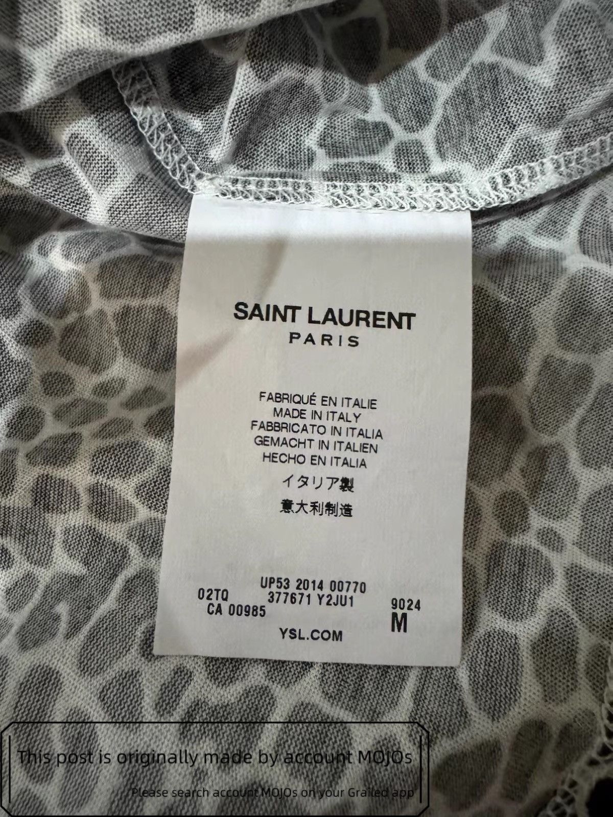 Saint Laurent Paris Sz M Saint Laurent Paris Bottom Leopard White Tee mojos15284 Size US M / EU 48-50 / 2 - 4 Thumbnail