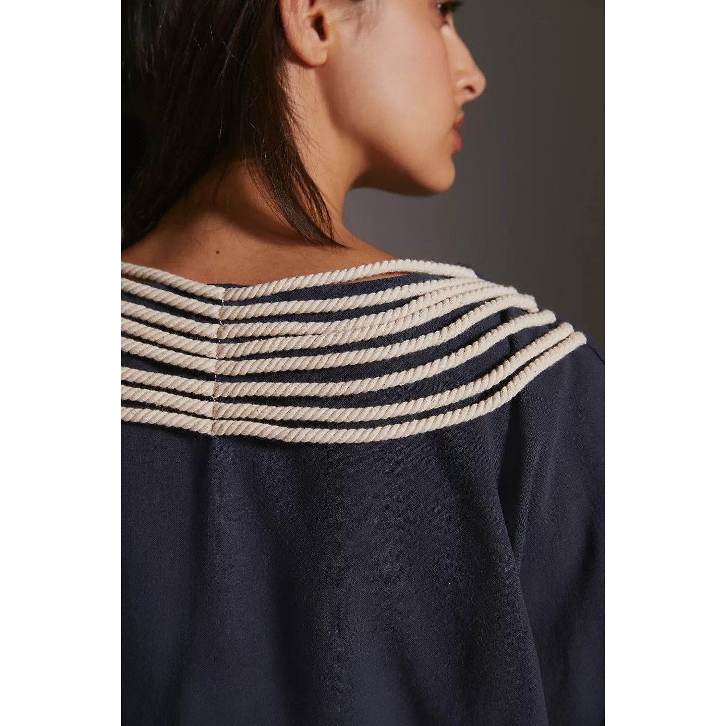 Anthropologie Anthropologie Nautical Shrug With Ivory Rope Trim & Tie Deta Size ONE SIZE - 5 Thumbnail