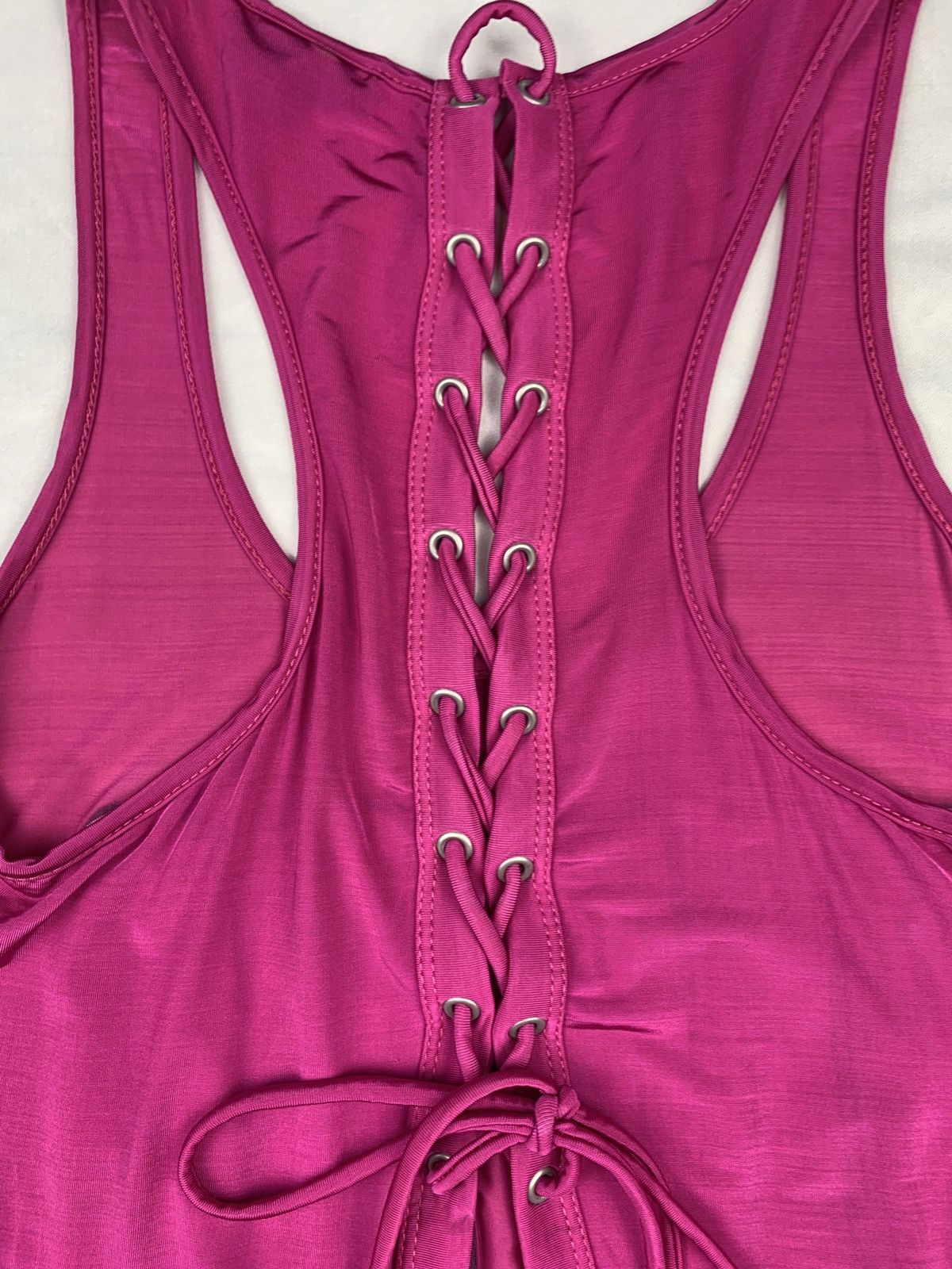 Miss Sixty Miss Sixty Italy Shiny Glossy Words Print Lace Back Tank Top Size S / US 4 / IT 40 - 7 Thumbnail