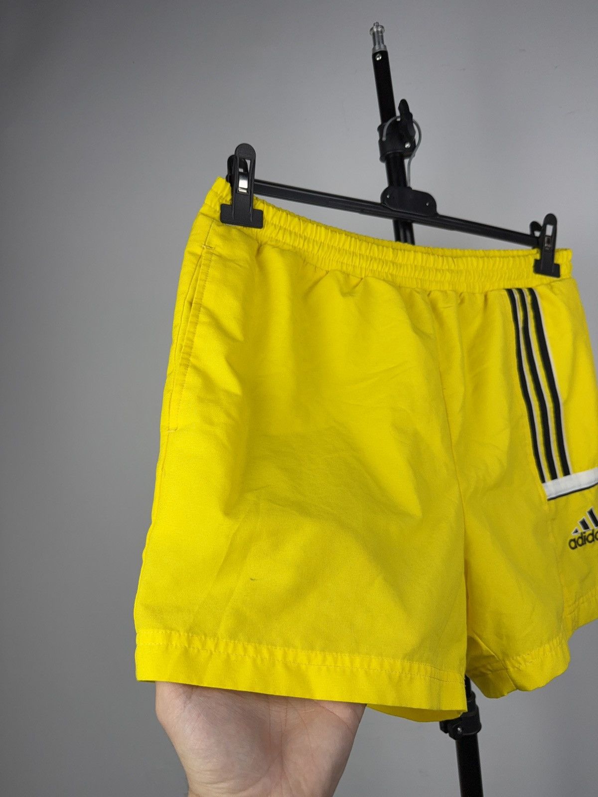 Adidas Vintage 90s Adidas Yellow 3-Stripes Swim Running Shorts S Size US 30 / EU 46 - 2 Thumbnail