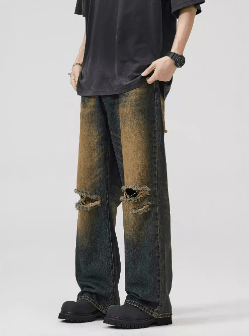 Japanese Brand American ripped washed distressed vintage men's baggy jeans Size US 32 / EU 48 - 2 Thumbnail