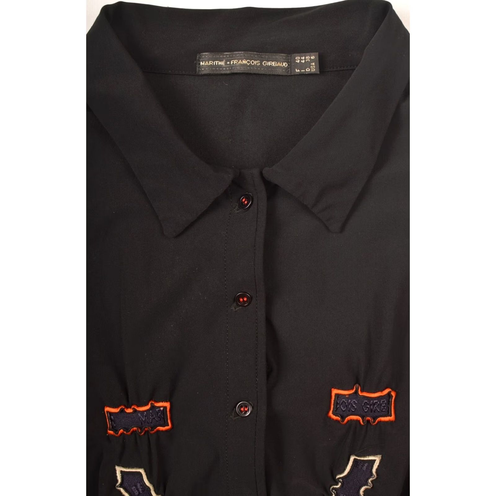Vintage Marithe Francois Girbaud Cravatatakiller Womens Black Button Shirt Size USA 6 Size M / US 6-8 / IT 42-44 - 4 Thumbnail