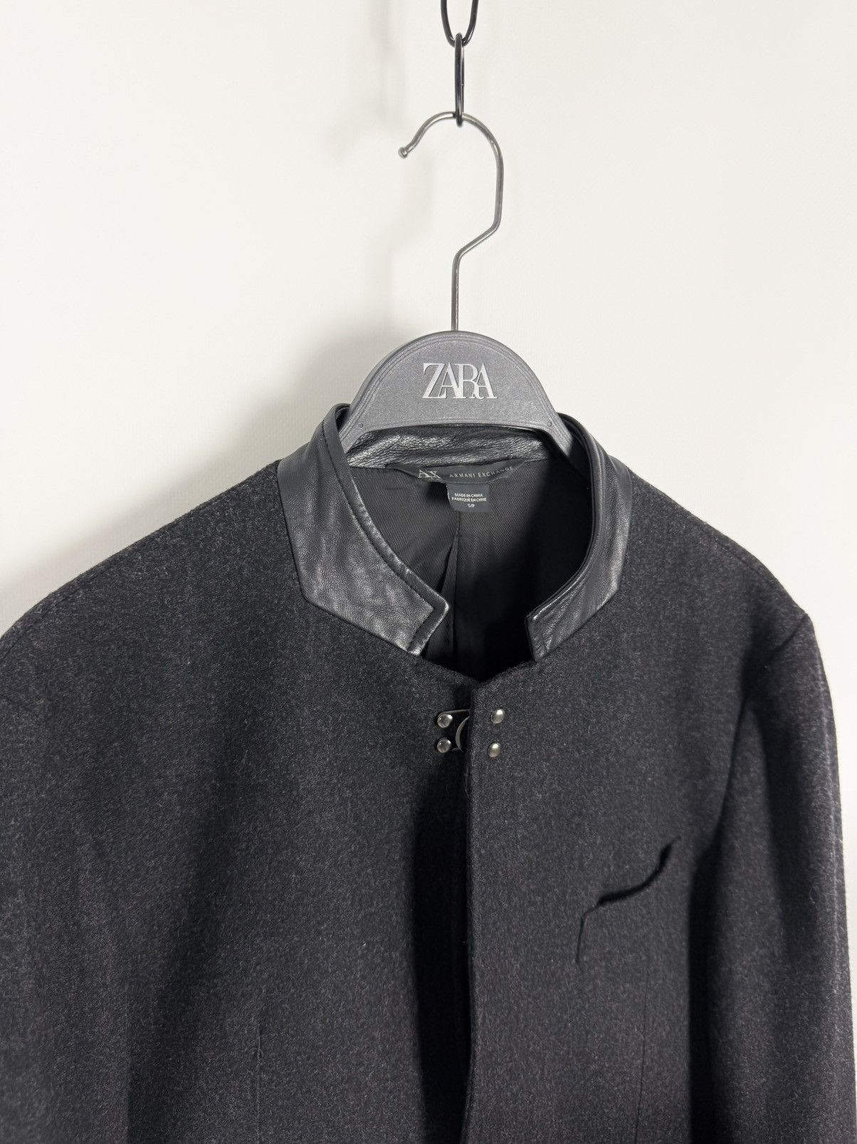 Armani Exchange Armani Exchange Wool Blend Leather Collar Blazer Jacket Size US S / EU 44-46 / 1 - 3 Thumbnail