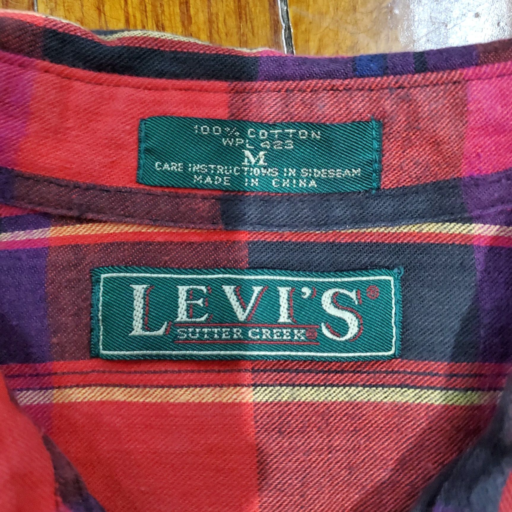 Levi's VINTAGE Levi's Shirt Mens M Red Plaid Western Button-Up 90s California Cowboy Grunge Classic USA 60s Southwestern Size US M / EU 48-50 / 2 - 6 Thumbnail