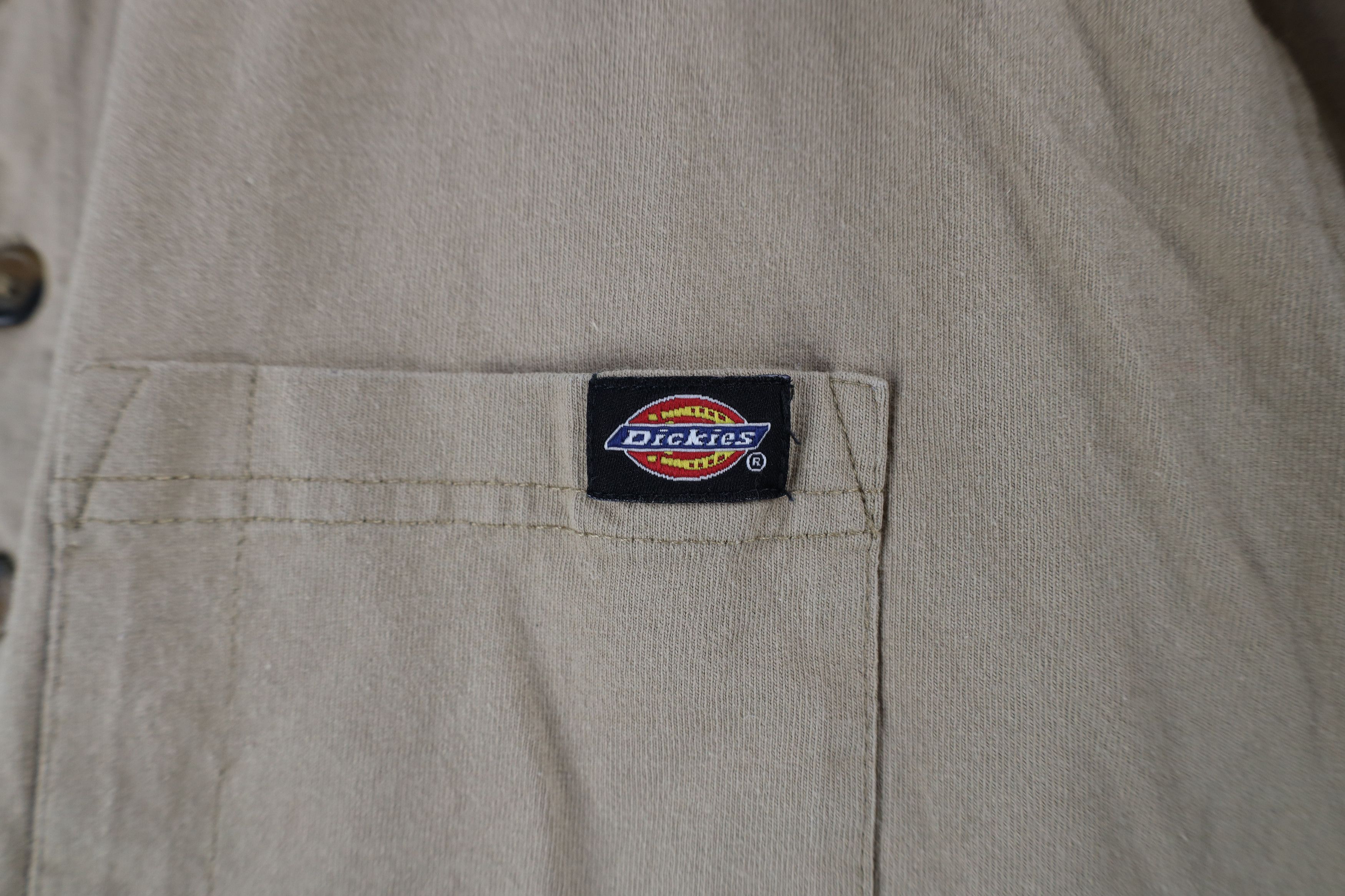 Dickies × Vintage Vintage Y2K Dickies Spell Short Sleeve Henley T-Shirt Beige Size US XL / EU 56 / 4 - 4 Thumbnail