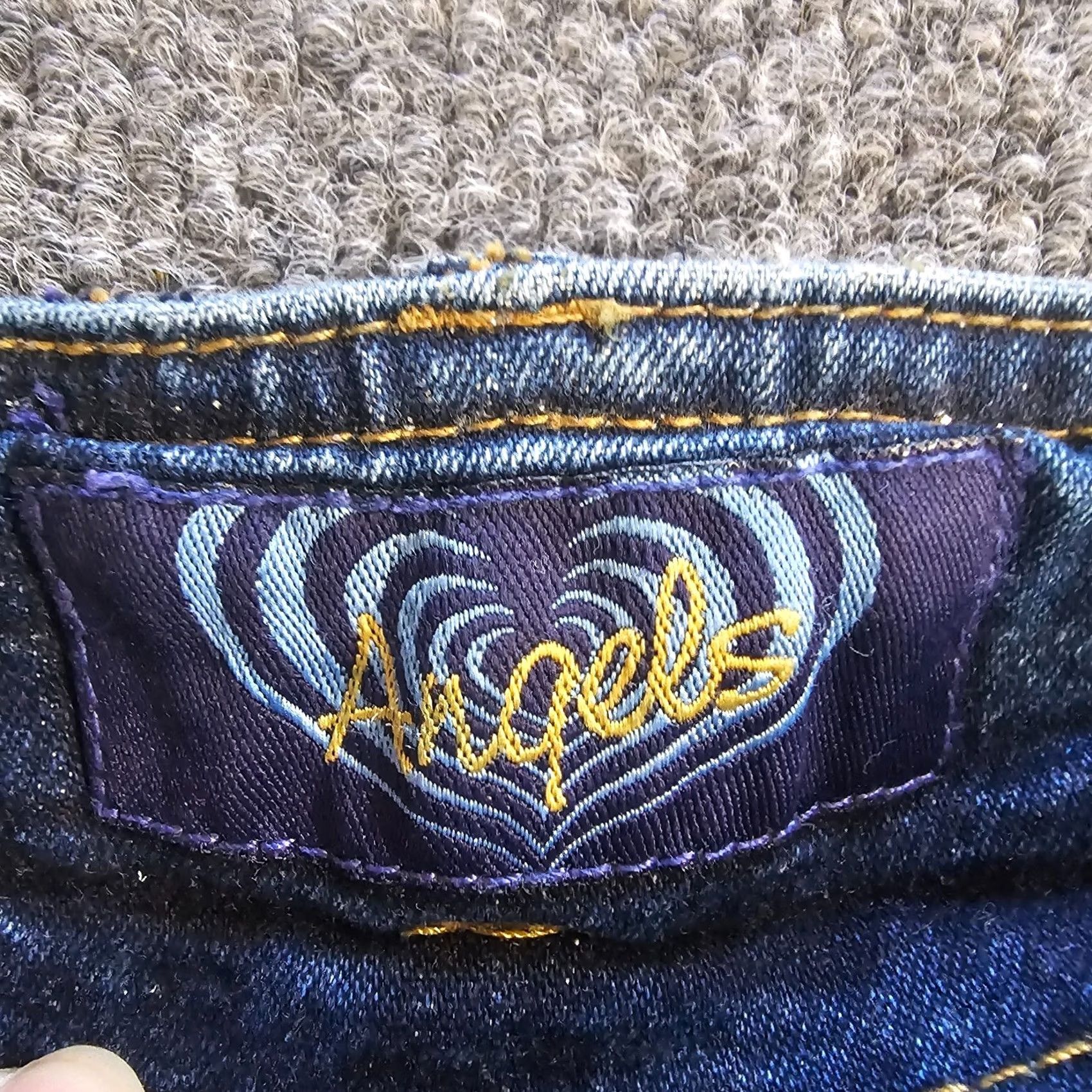 Vintage VINTAGE Angels Jeans Women 27x31 Blue Fringe Raw Hem Flare Low Rise Glitter 90s Distressed Jeans Womens Size 27" / US 4 / IT 40 - 4 Thumbnail