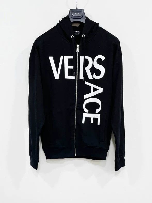 Versace VERSACE Men's Black Logo Zip Hoodie Size US M / EU 48-50 / 2 - 1 Thumbnail
