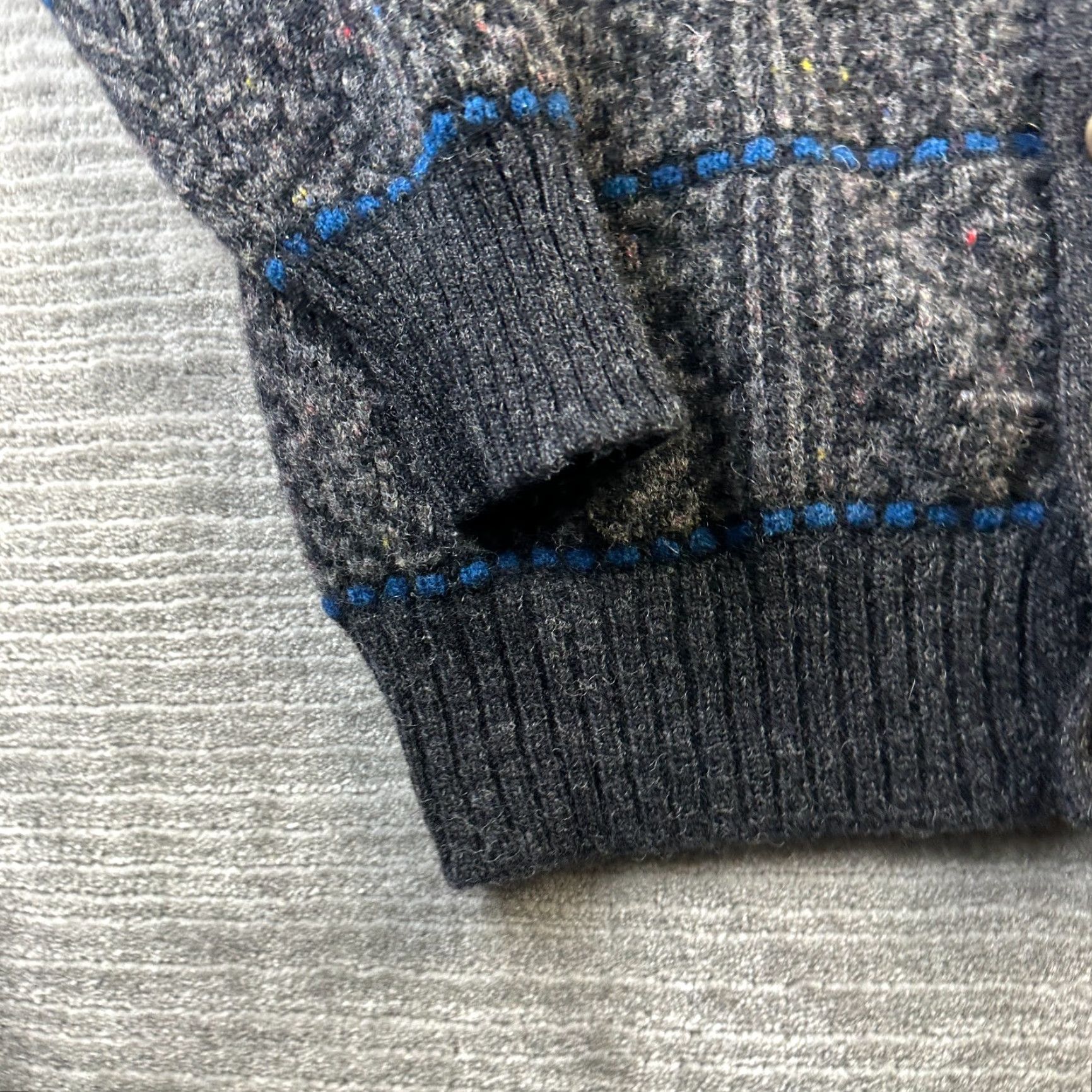 Vintage VINTAGE Savile Row Sweater Cardigan Mens Large Gray Wool Knit V-Neck Button Up Shetland Size US L / EU 52-54 / 3 - 3 Thumbnail
