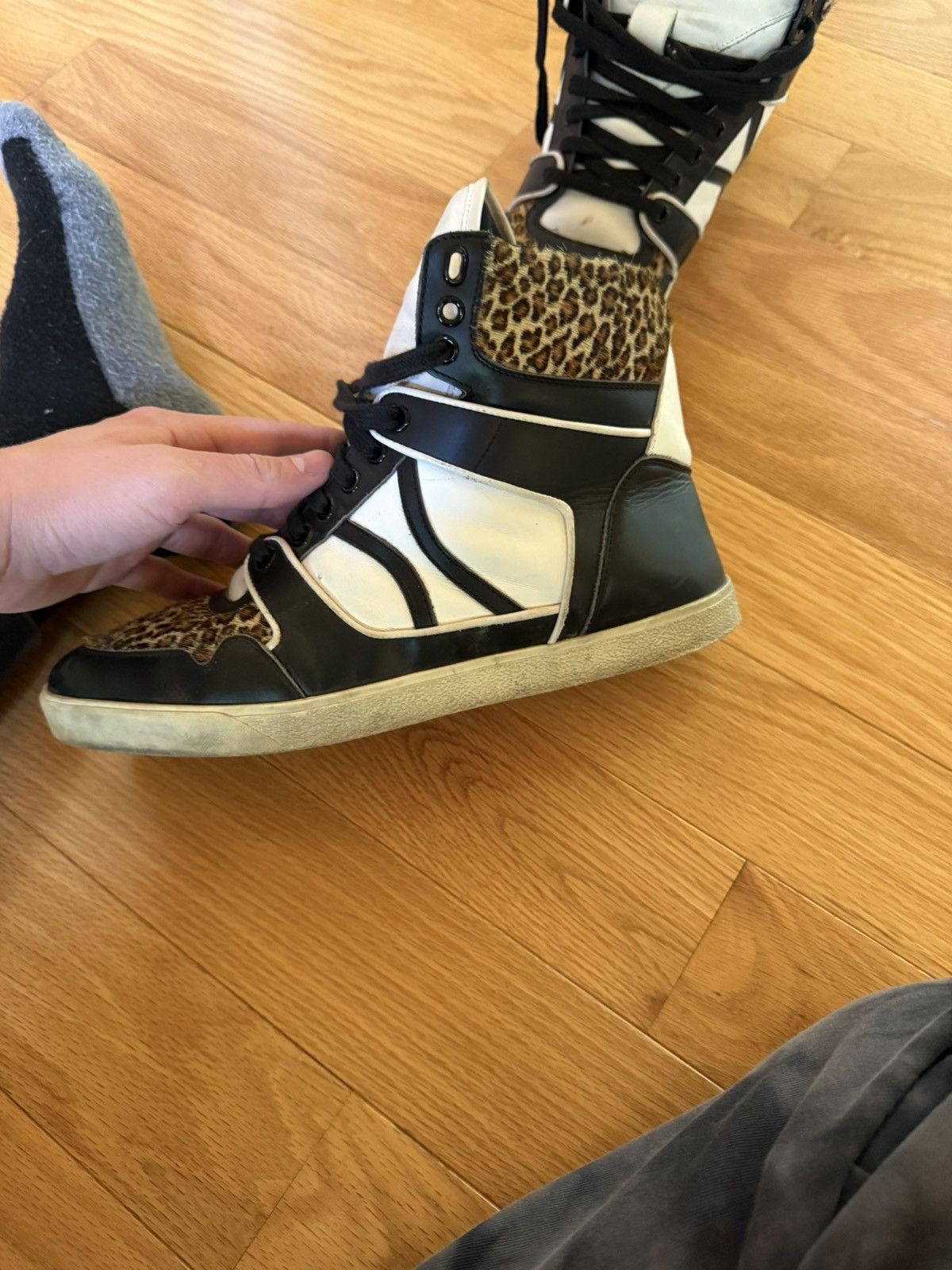 Celine × Hedi Slimane Hedi Era Leopard Print High Top Leather Sneakers Size US 9 / EU 42 - 8 Thumbnail