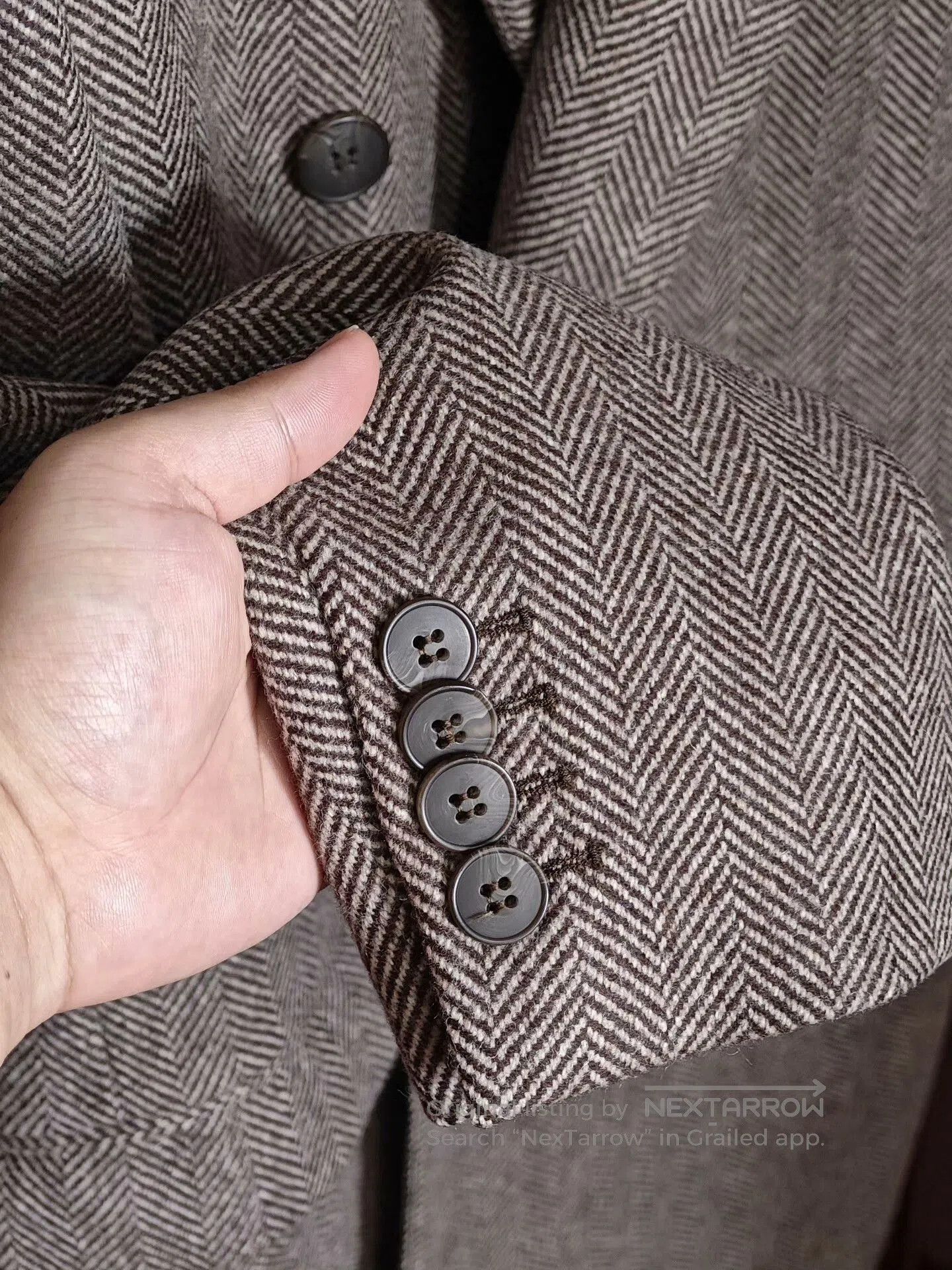 agnes b. Double-Breasted Herringbone Wool Coat. Size US M / EU 48-50 / 2 - 5 Thumbnail