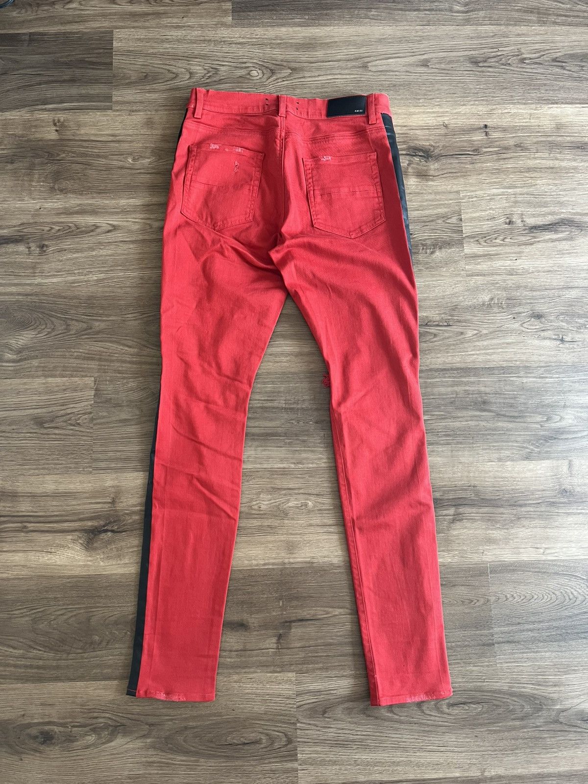 Amiri Amiri Track Stripe Thrasher Skinny Jeans Red Size 33 Size US 33 - 3 Thumbnail
