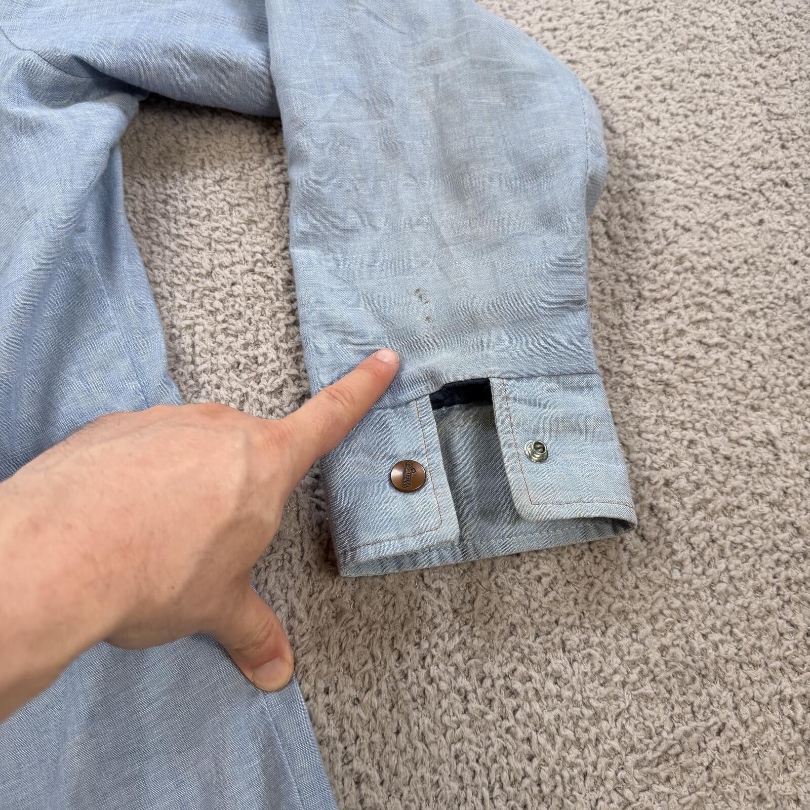 Wrangler Vintage Wrangler Lined Chambray Work Shirt Jacket Light Blue Size US L / EU 52-54 / 3 - 8 Thumbnail