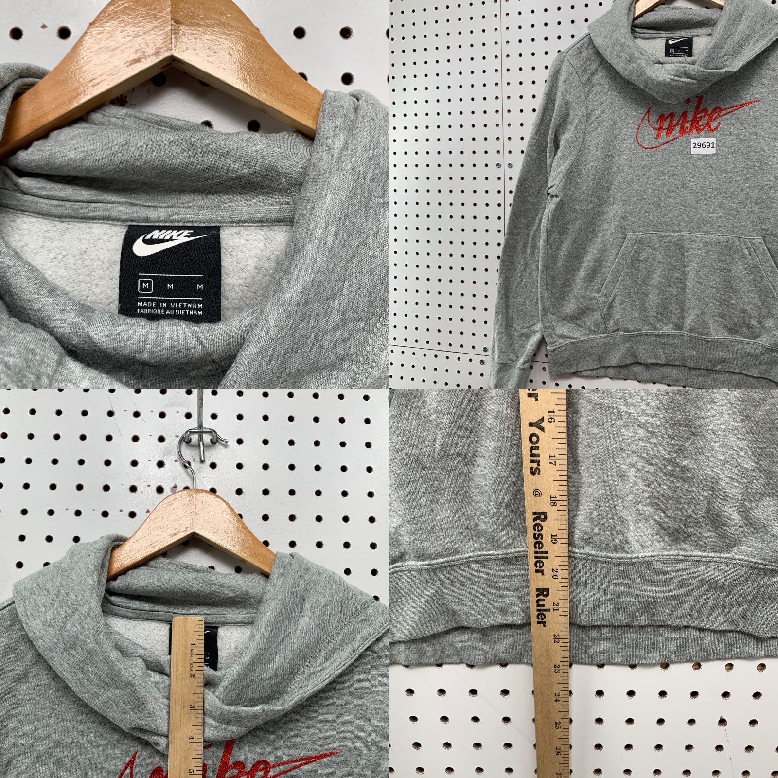 Nike Nike Hoodie Womens Medium Gray Red Swoosh Cowl Neck Hooded Sweatshirt 23x23 Size M / US 6-8 / IT 42-44 - 8 Thumbnail