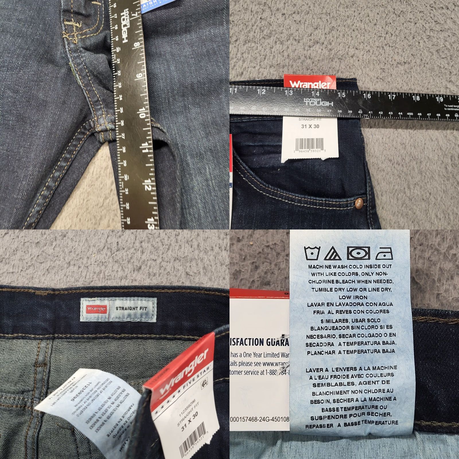 Wrangler Wrangler Jeans Mens 31x30 Five Star Premium Straight Fit Stretch Banks Blue Denim Jeans Regular Mens 31 Blue Cowboy USA 5-Pocket Design Size US 31 - 8 Thumbnail