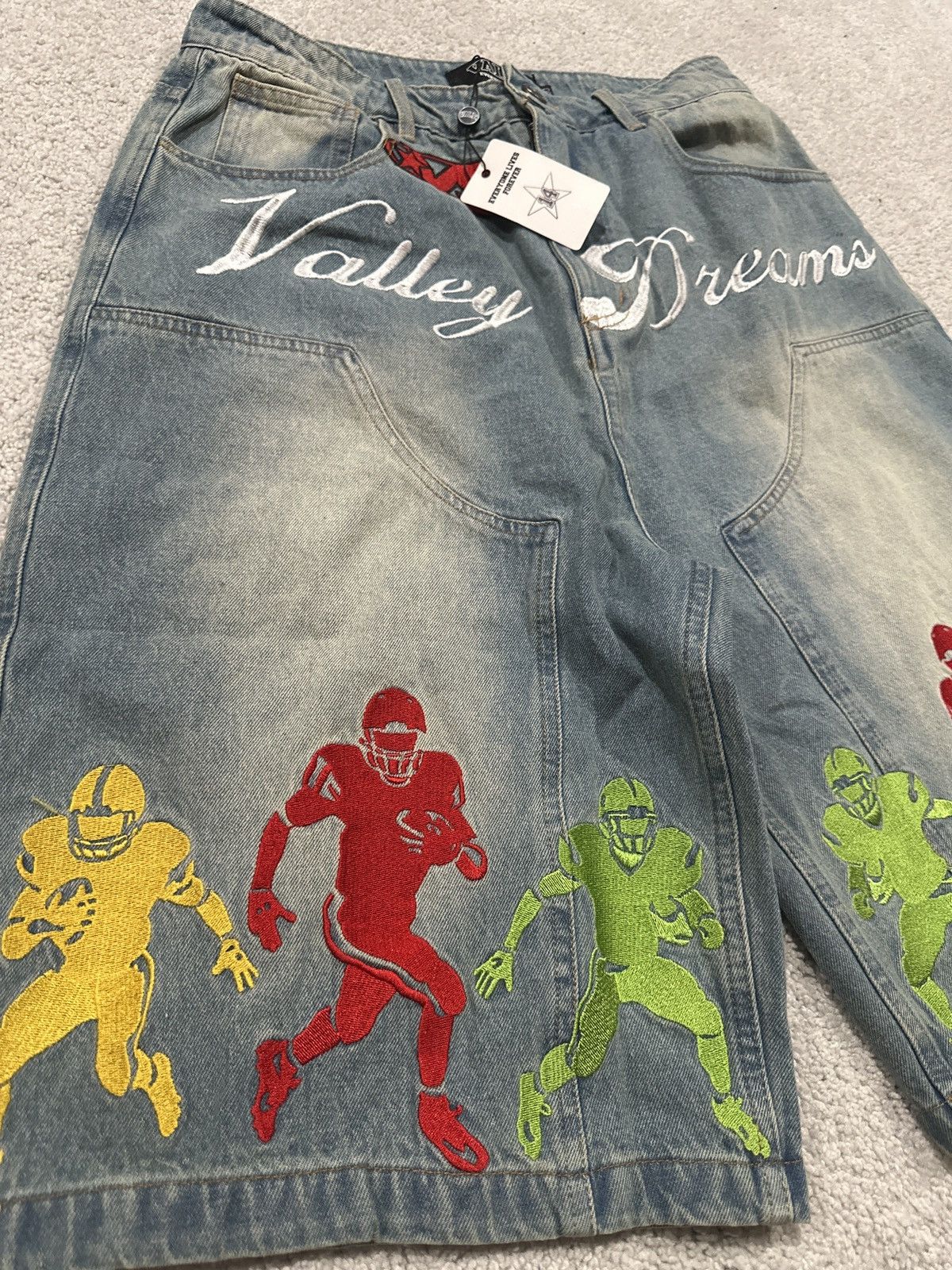 Vale Vale Football Blue Denim Shorts Size US 30 / EU 46 - 3 Thumbnail