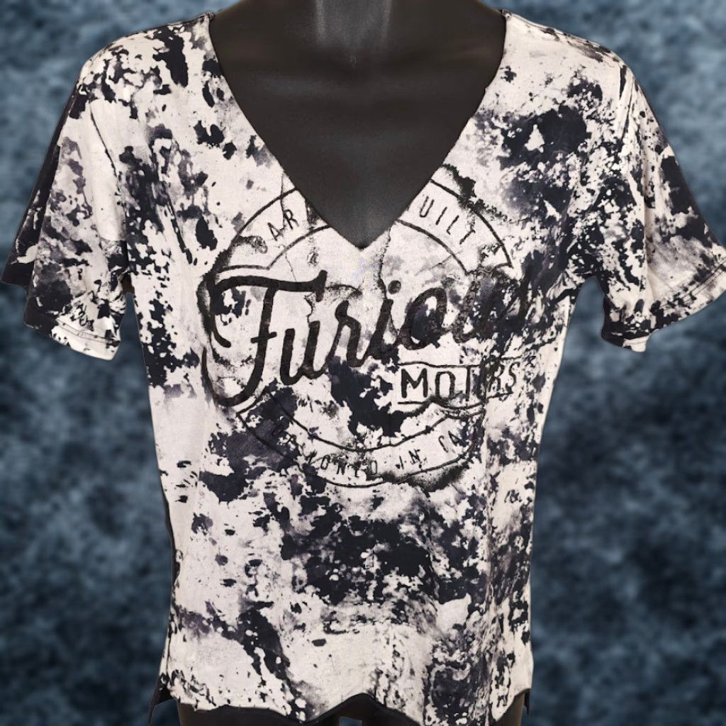 Affliction Affliction T Shirt Womens Small White Wild Motors FFW305 Paint Splatter Shirts Womens MMA Theme Size S / US 4 / IT 40 - 1 Thumbnail