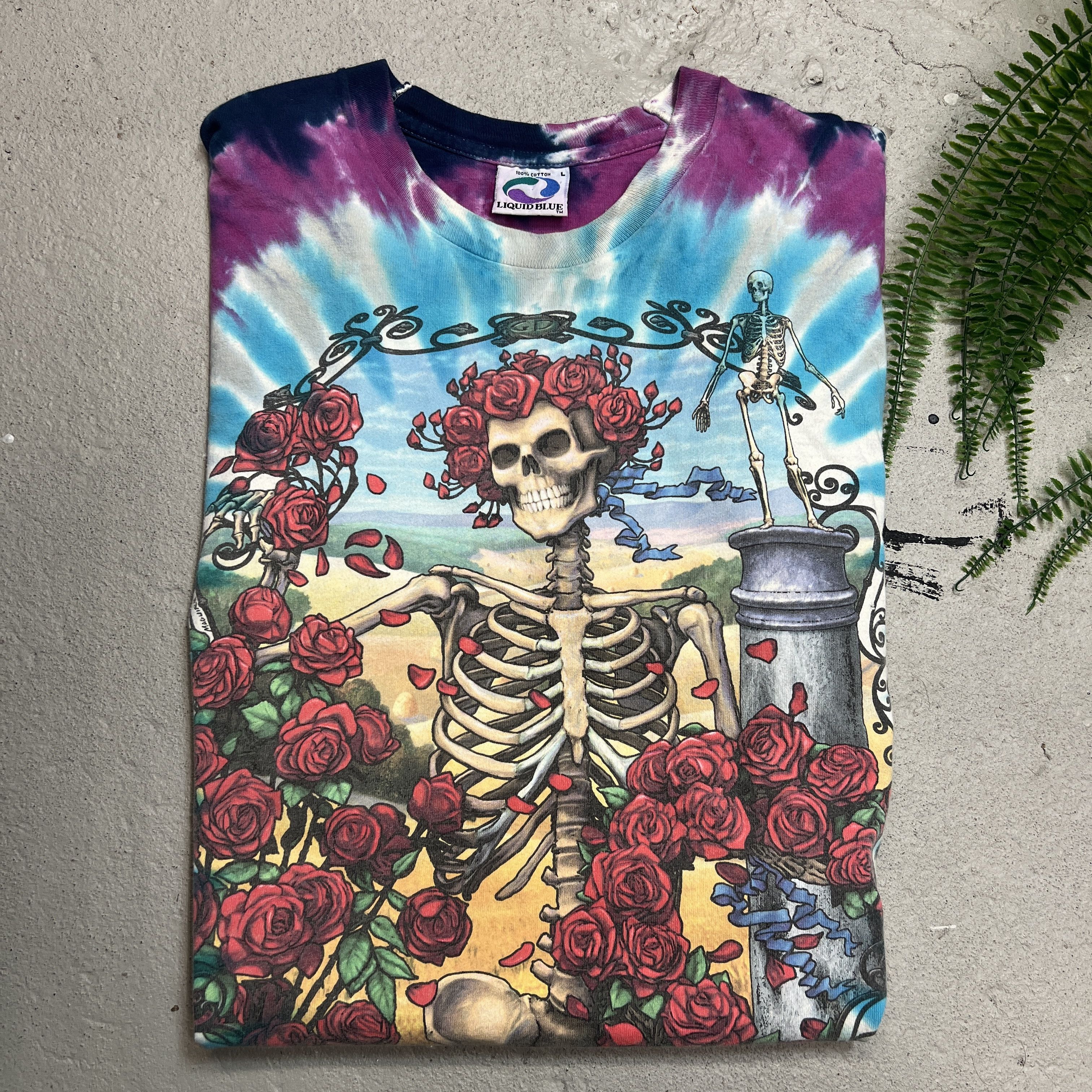 Grateful Dead × Vintage 1995 Grateful Dead 30 Years Skeleton With Roses Tee Size US L / EU 52-54 / 3 - 1 Thumbnail