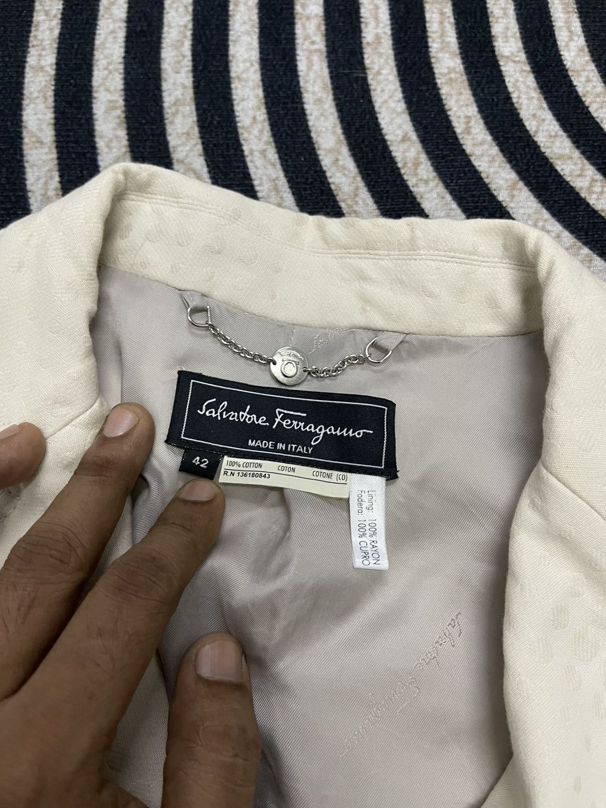 Salvatore Ferragamo 90s SALVATORE FERRAGAMO COTTON BLAZZER LINEN SILK RARE Size M / US 6-8 / IT 42-44 - 12 Thumbnail