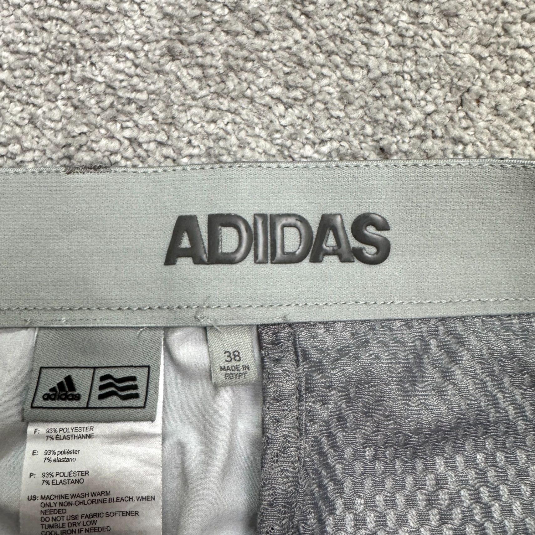 Adidas Adidas Golf Performance Chino Shorts Mens 38 Gray All Over Print Logo Breathable Stretch Pockets Regular Fit Casual Sports Short Size US 38 / EU 54 - 7 Thumbnail