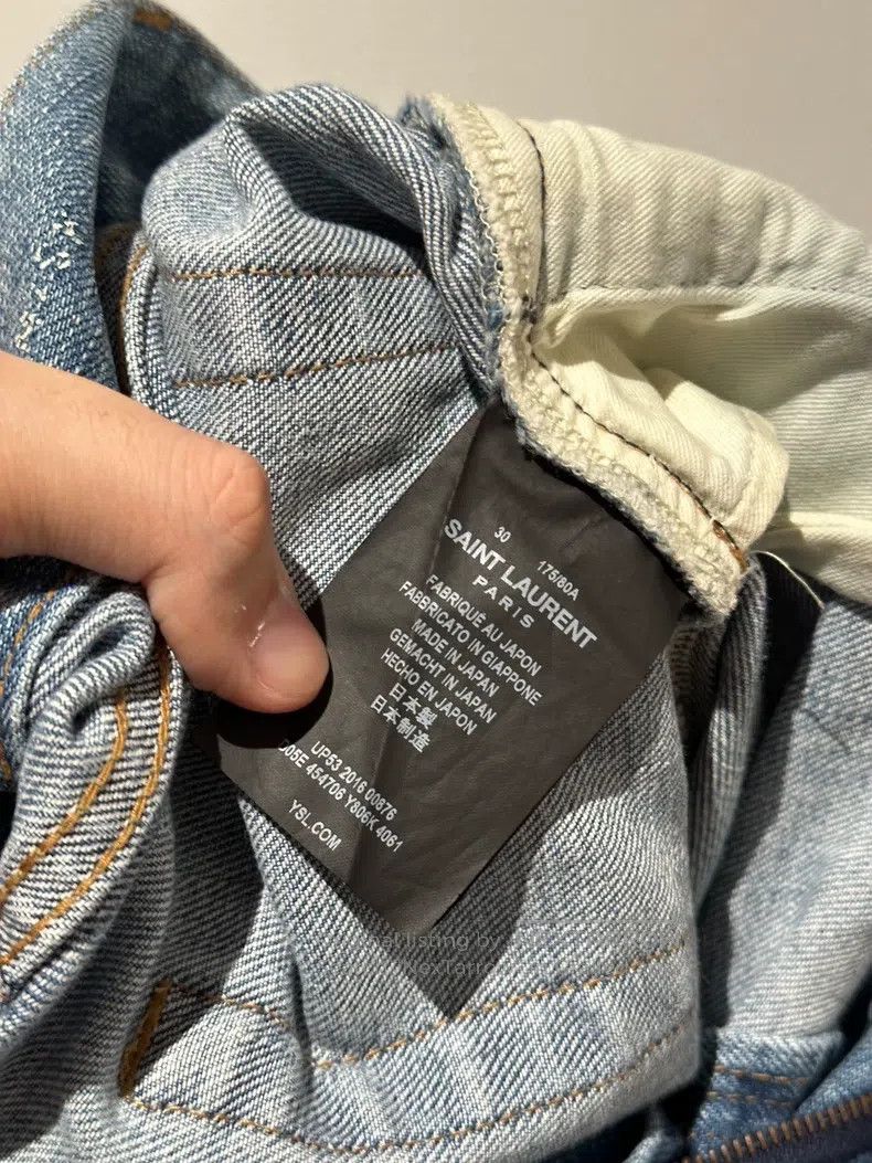 Saint Laurent Paris Saint Laurent Paris Blue Destroyed Denim Jeans Size US 30 / EU 46 - 4 Thumbnail