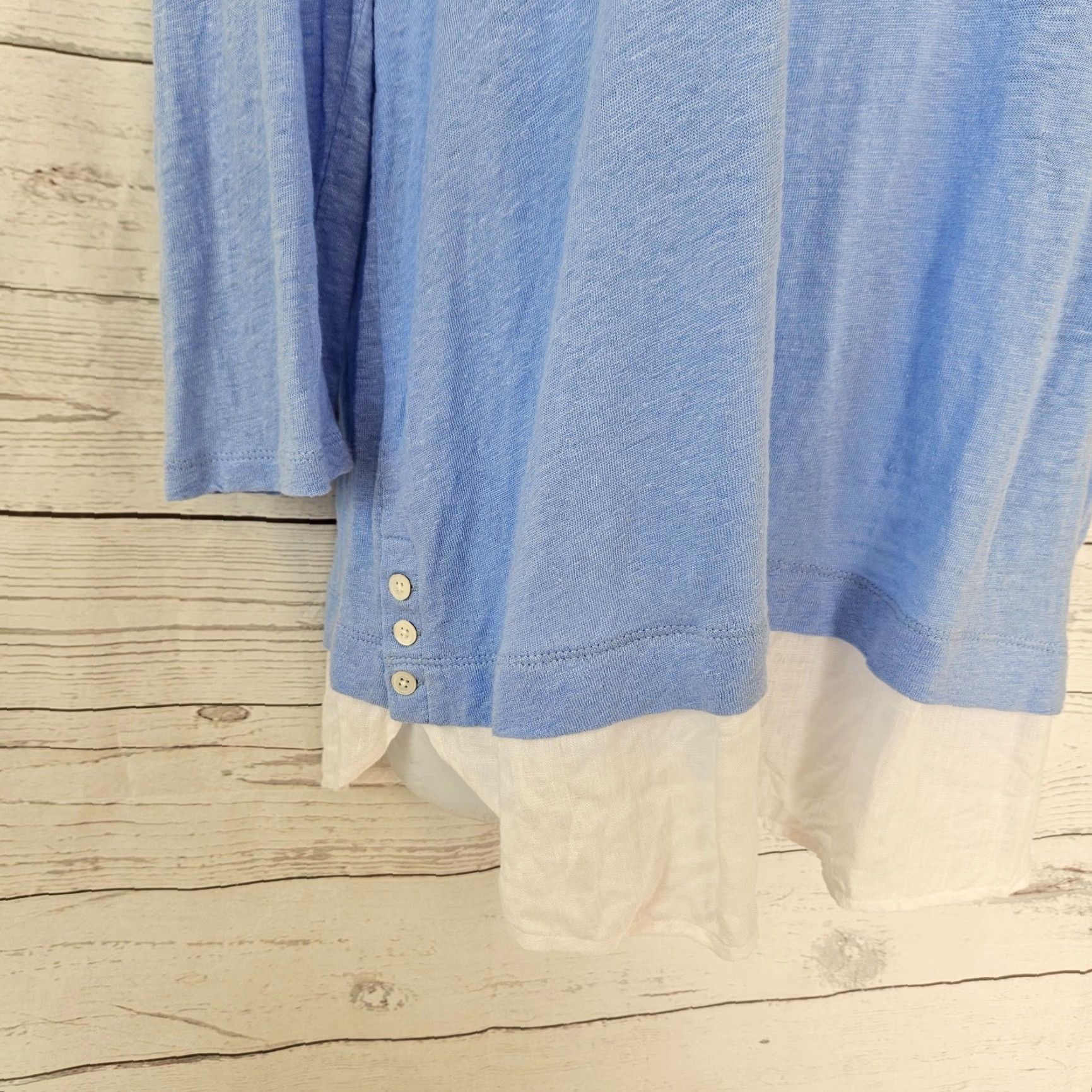 J. Jill J Jill Love Linen Womens Top L Blue 3/4 Sleeve Blouse Shirt Womens LS Large Linen Love Size L / US 10 / IT 46 - 3 Thumbnail
