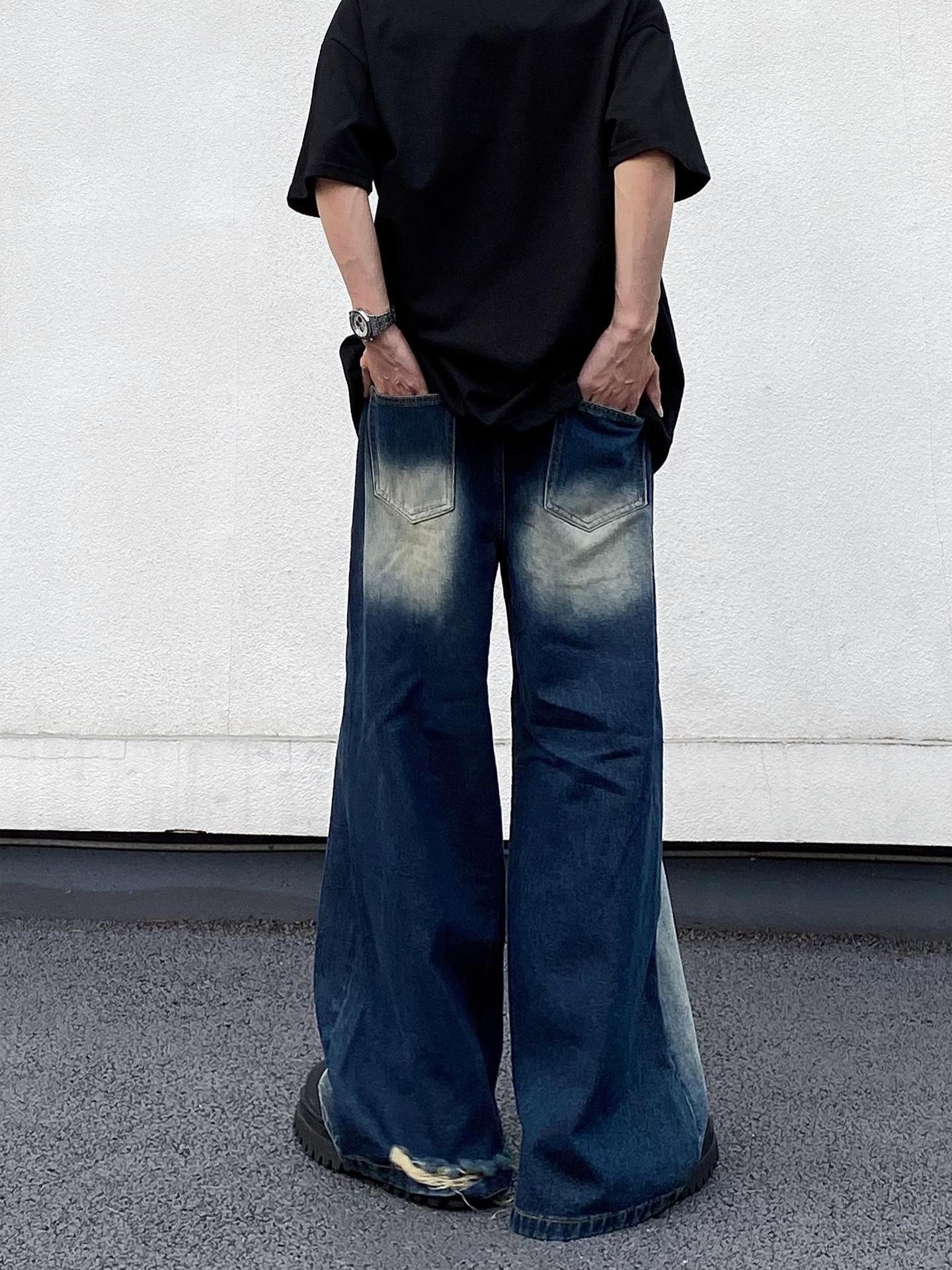 Japanese Brand American retro washed distressed gradient ripped jeans Size US 32 / EU 48 - 4 Thumbnail