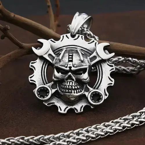 Jewelry Mechanical Skull Necklace Pendant Size ONE SIZE - 3 Thumbnail