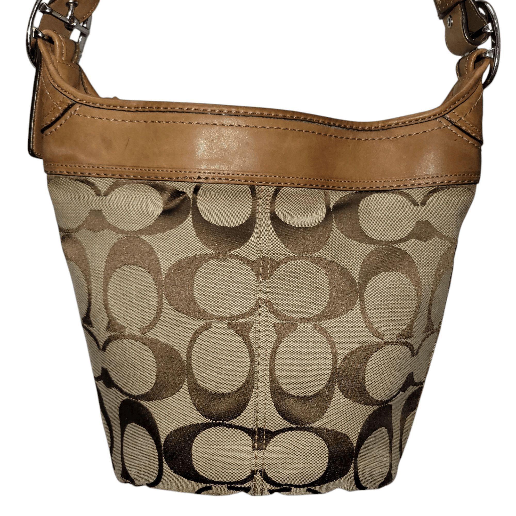 Coach Coach F13358 Brown Canvas Leather Trim Hobo Shoulder Bag Size ONE SIZE - 2 Thumbnail