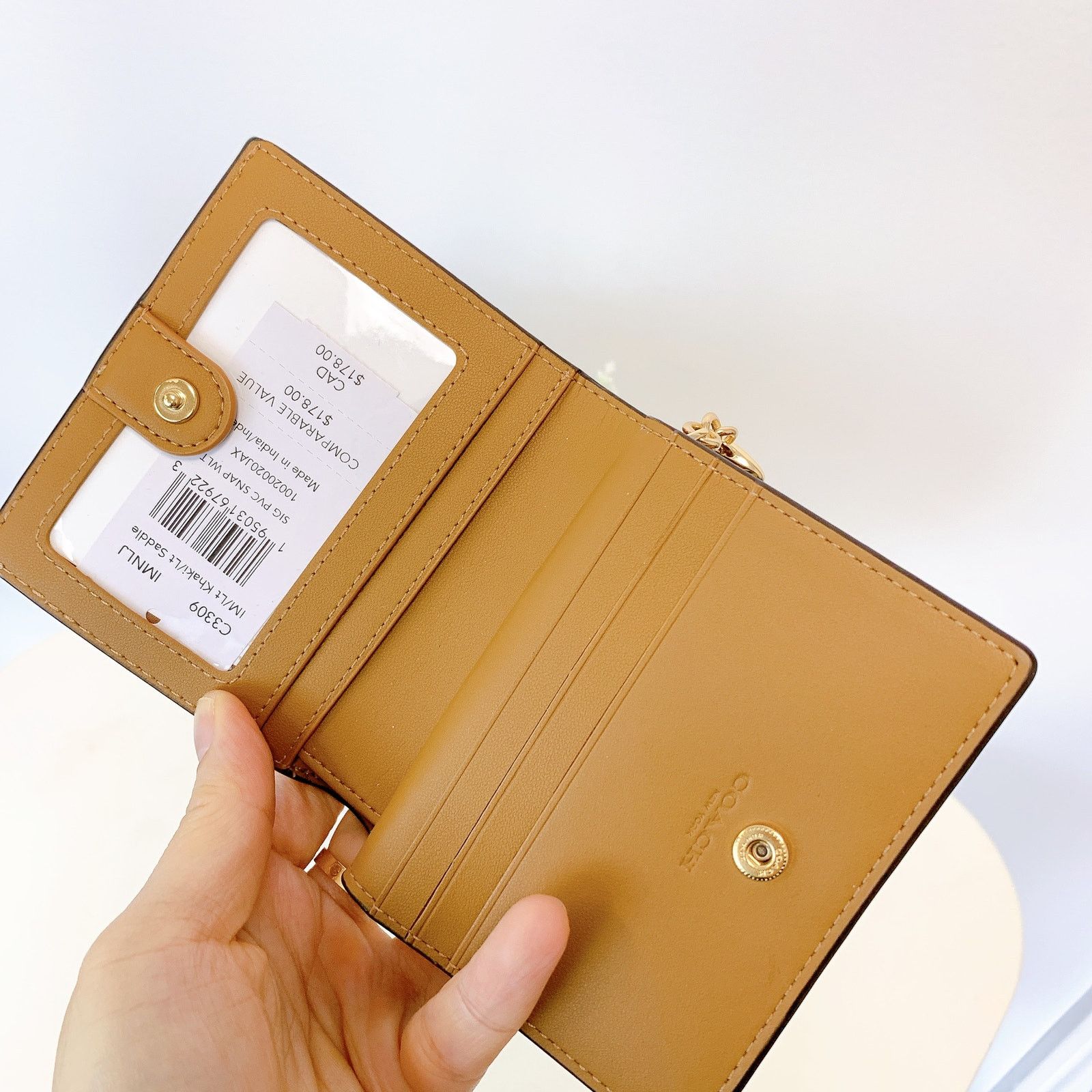 Coach Coach C3309 Snap Wallet In Signature Canvas IN Lt Khaki Size ONE SIZE - 5 Thumbnail