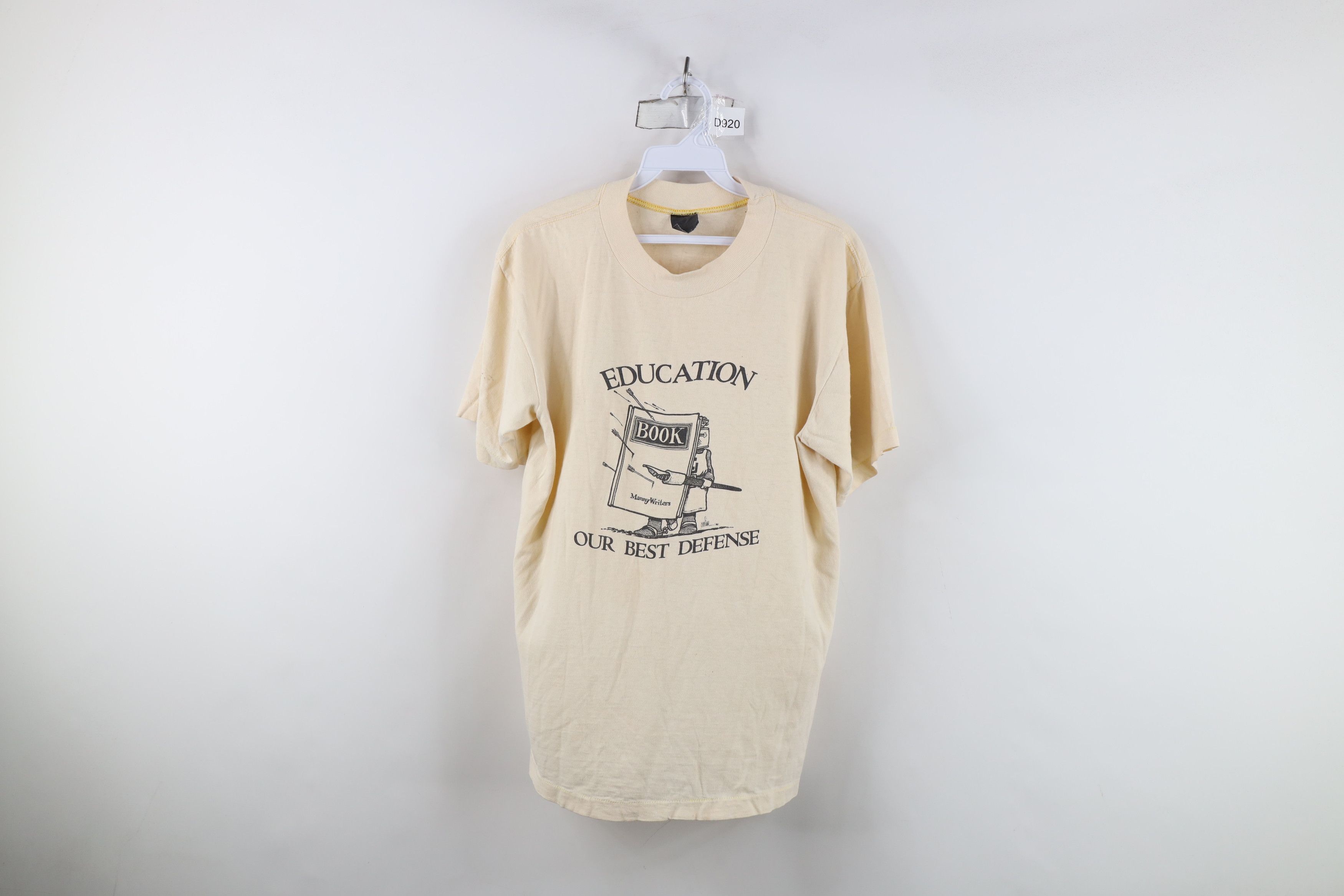 Vintage Vintage 80s Education Our Best Defense T-Shirt Beige USA Size US M / EU 48-50 / 2 - 1 Thumbnail