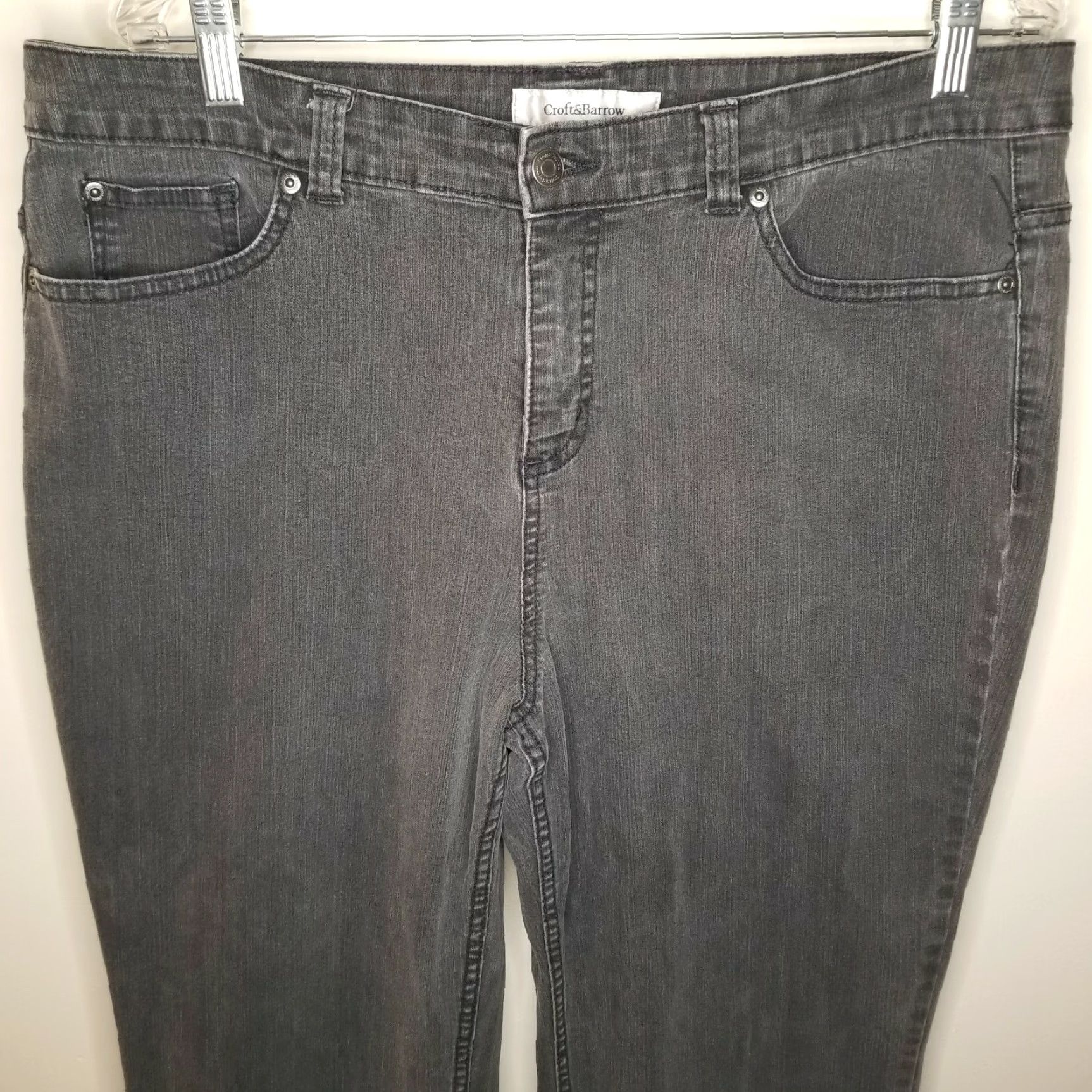 Croft & Barrow VINTAGE? Wait—no. Use actual product: Croft & Barrow Jeans Gray Chino Stretch Jeans 16 Regular Women Straight Stretch Gray 16 Womens with stain note. Size 38" / US 16 / IT 52 - 2 Thumbnail