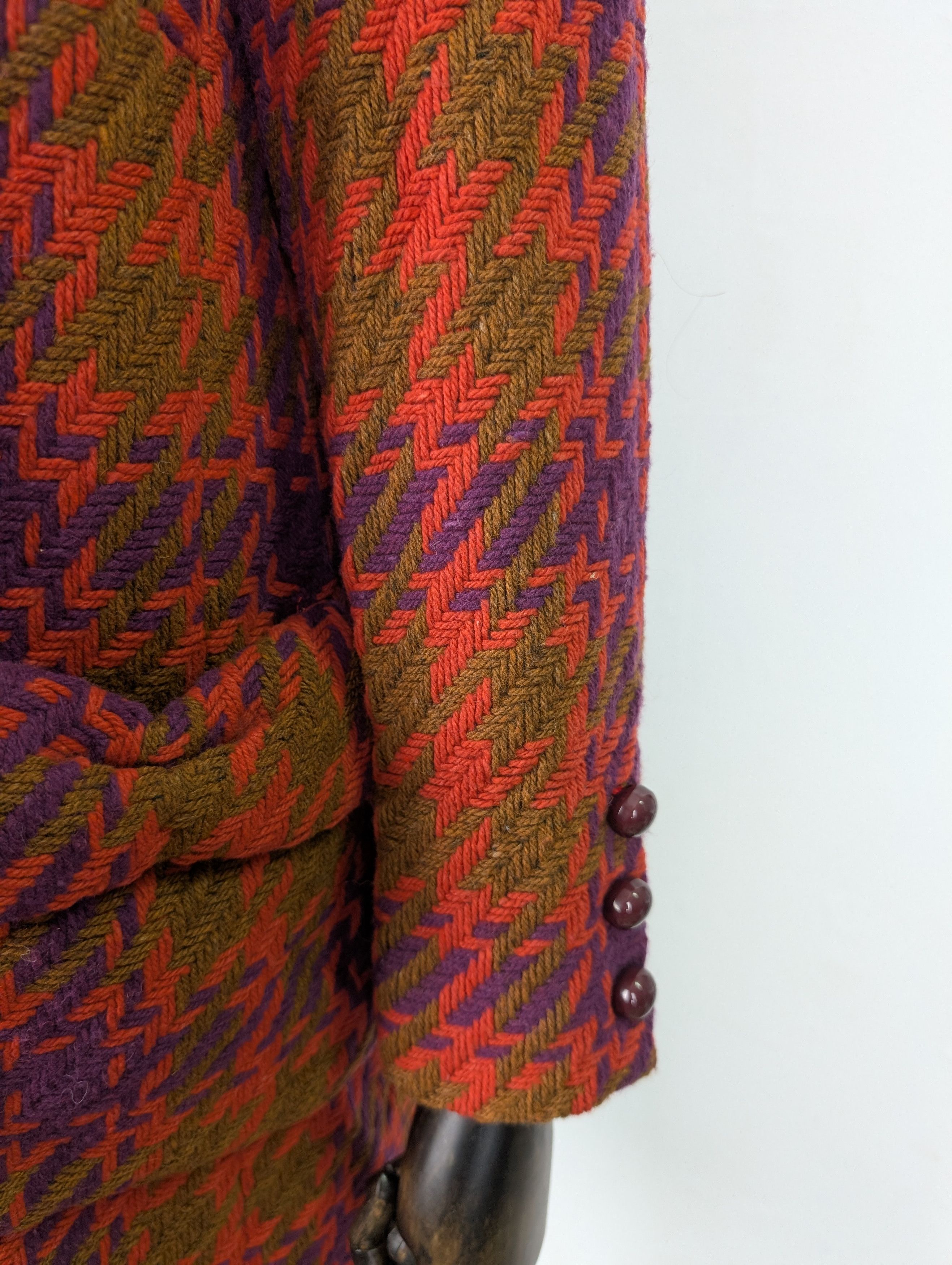 Marc Jacobs Multicolor Houndstooth Wool Coat Size XS / US 0-2 / IT 36-38 - 4 Thumbnail