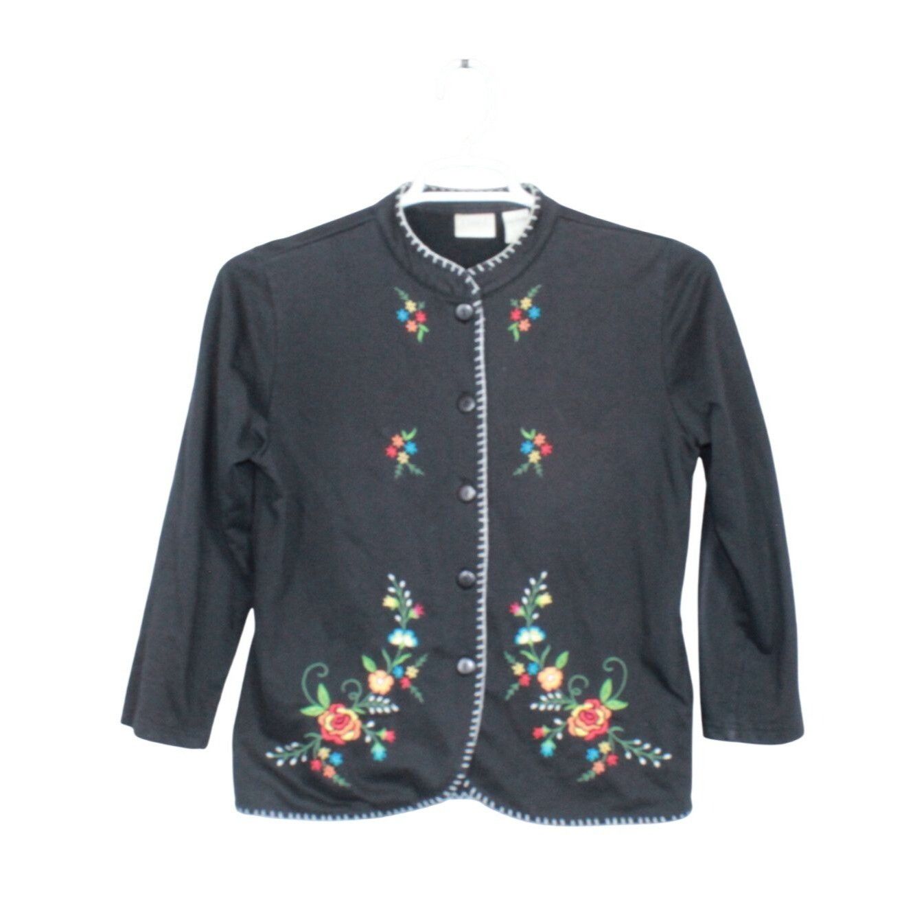 Other Erika Black Floral Embroidered Long Sleeve Jacket Size M / US 6-8 / IT 42-44 - 1 Thumbnail