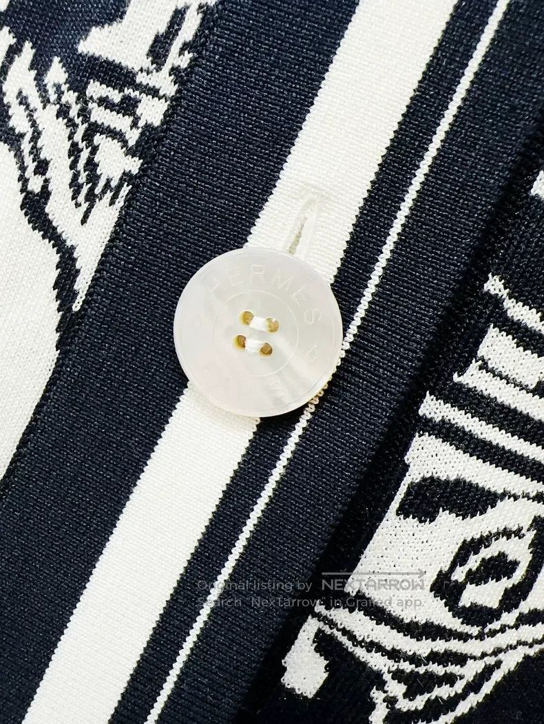 Hermes Hermes Blue and white plaid rope pattern long cardigan Size XS / US 0-2 / IT 36-38 - 5 Thumbnail