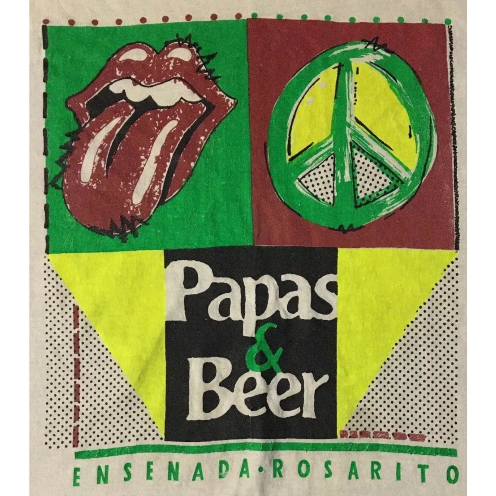 Vintage VINTAGE Papas & Beer Shirt M White Bar Beach Grunge 90s Single Stitch Mens USA Distressed Surf Funny 80s Size US M / EU 48-50 / 2 - 3 Thumbnail