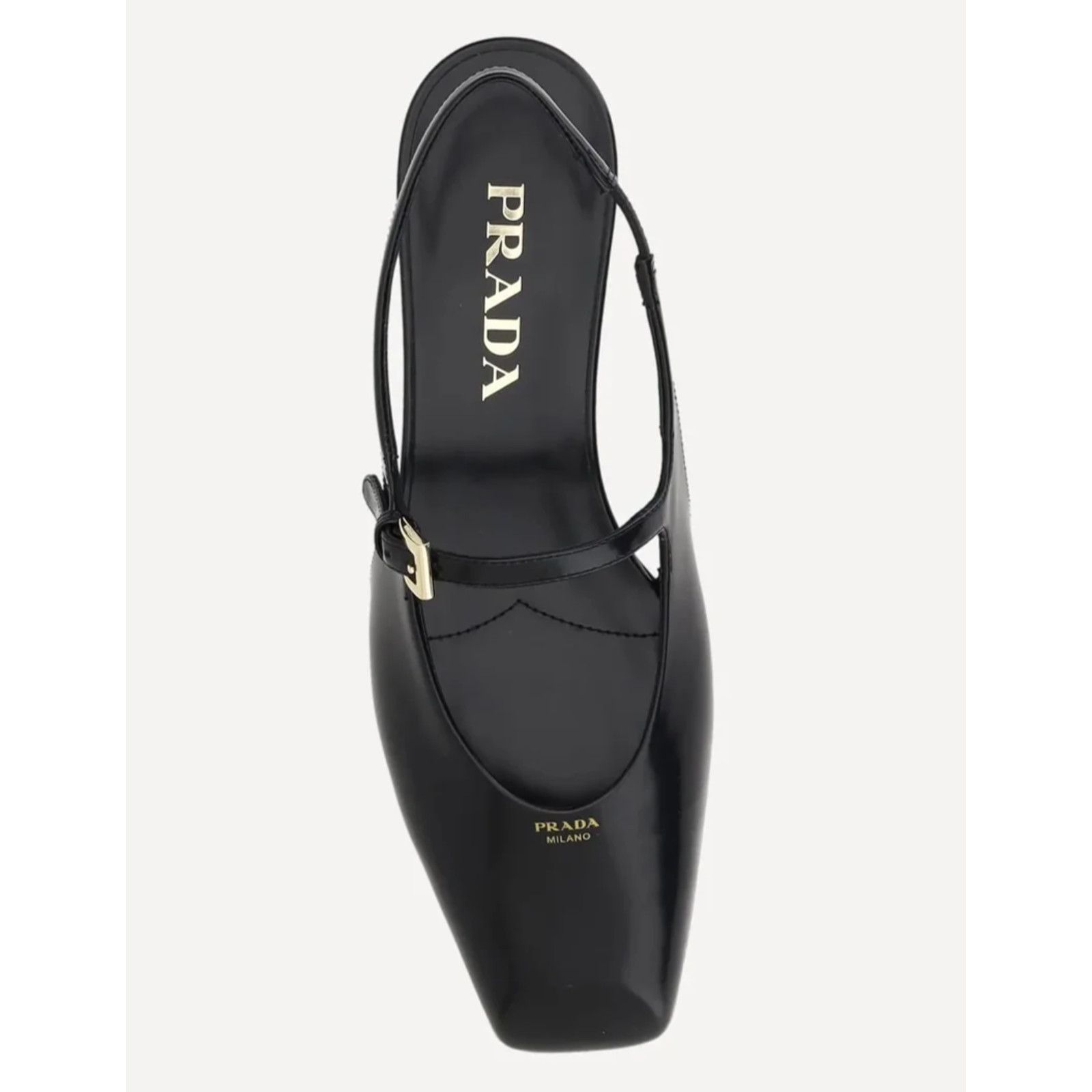 Prada Prada Black Leather Square Toe Mary Jane Slingback Flat 42 Size US 12 / IT 42 - 8 Thumbnail