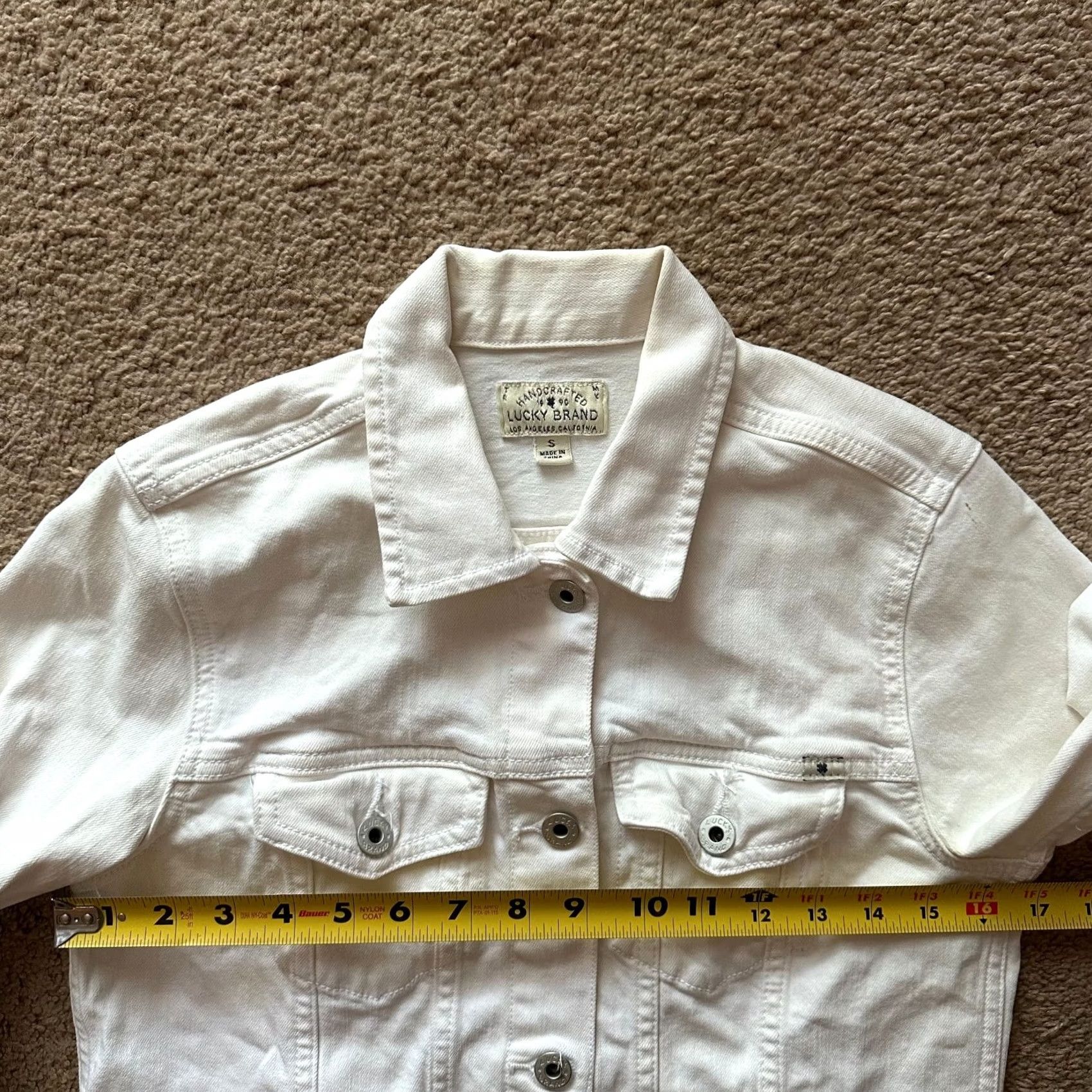 Lucky Brand Lucky Brand Denim Jacket Womens Small Classic Button Up White Long Sleeve Size S / US 4 / IT 40 - 7 Thumbnail