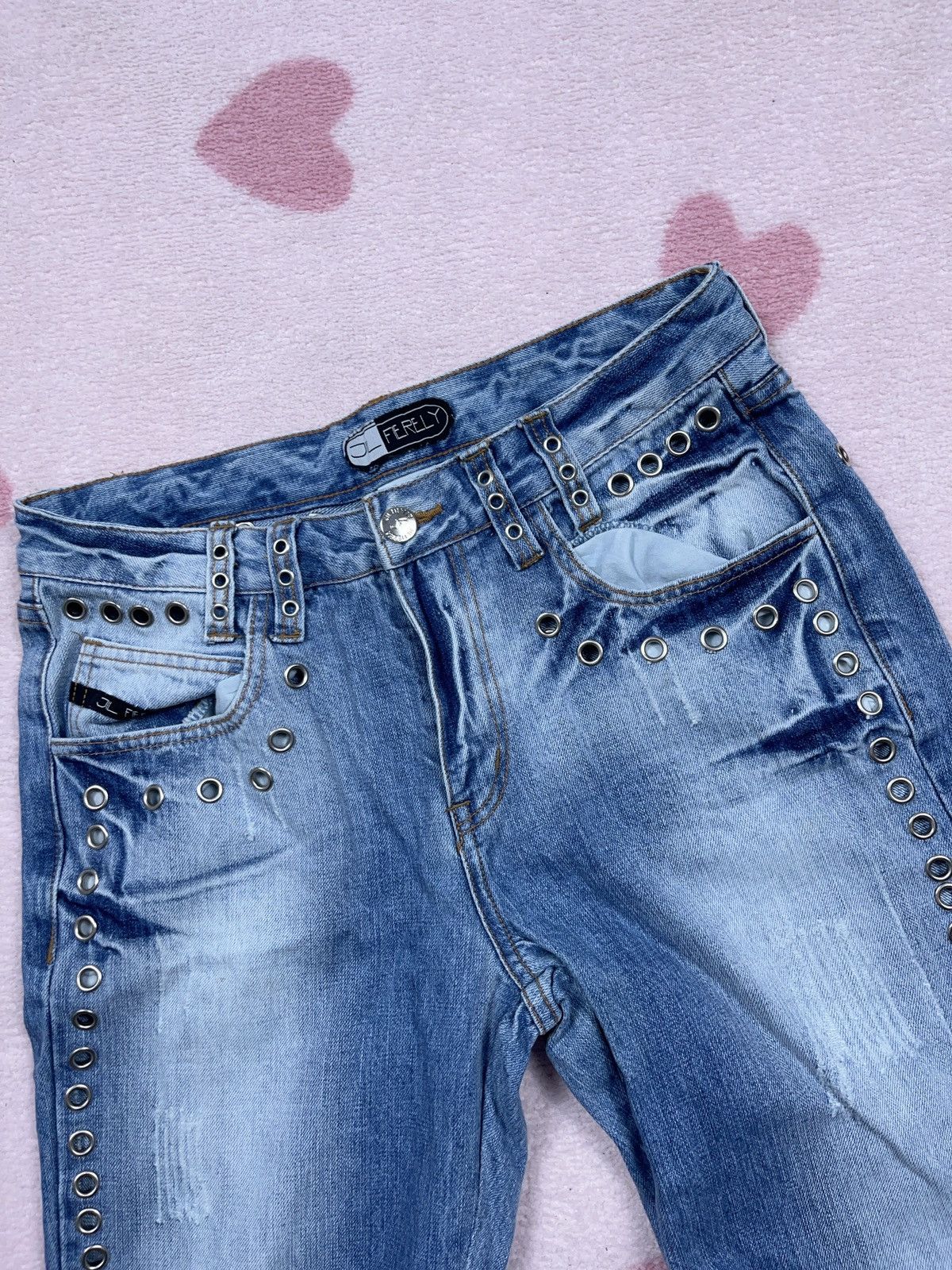 Japanese Brand × Vintage ➕ y2k vintage studded avant garde straight Japanese jeans Size US 31 - 4 Thumbnail