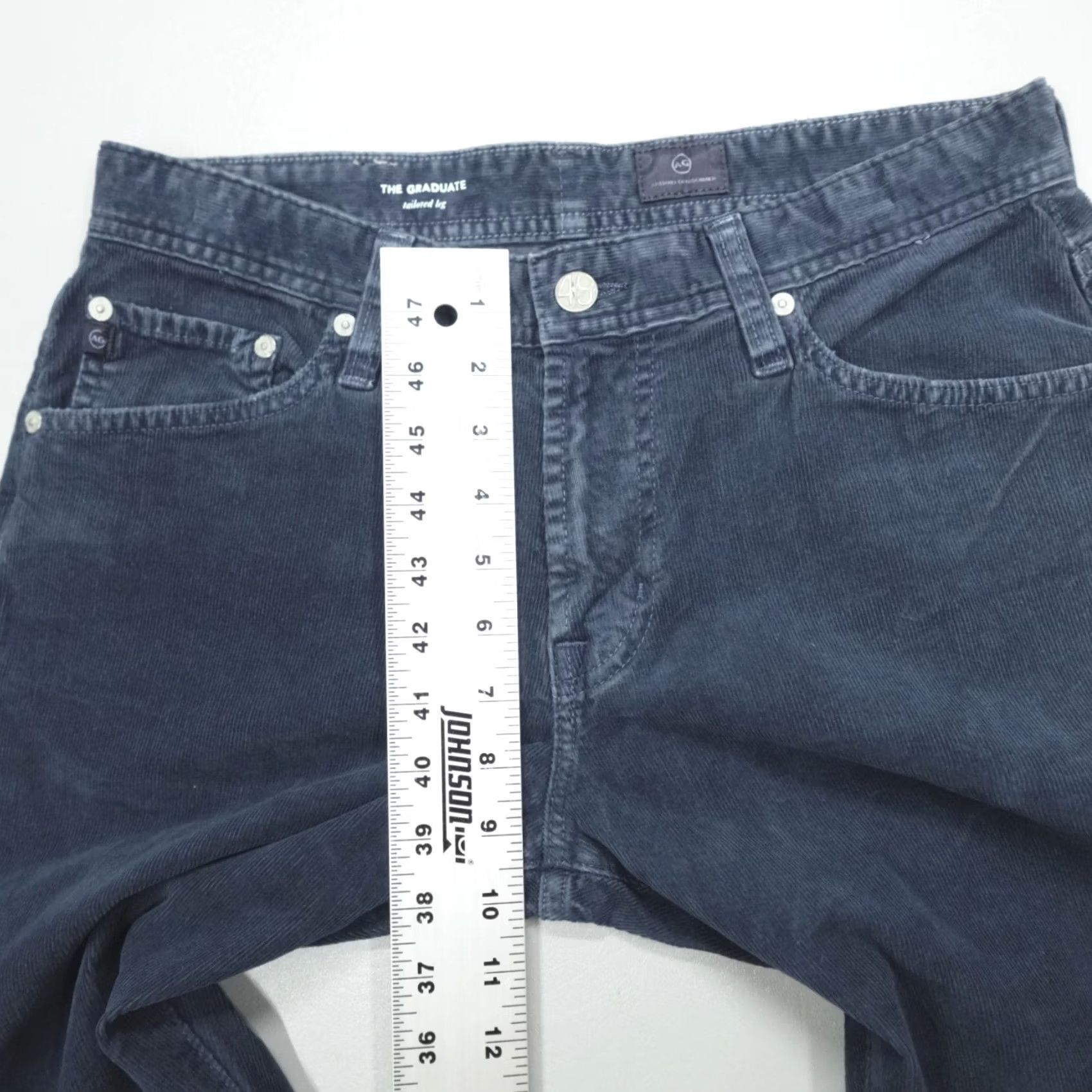 Vintage AG Adriano Goldschmied Jeans The Graduate Tailored Leg Men’s 31x30 Corduroy Blue Size US 31 - 6 Thumbnail
