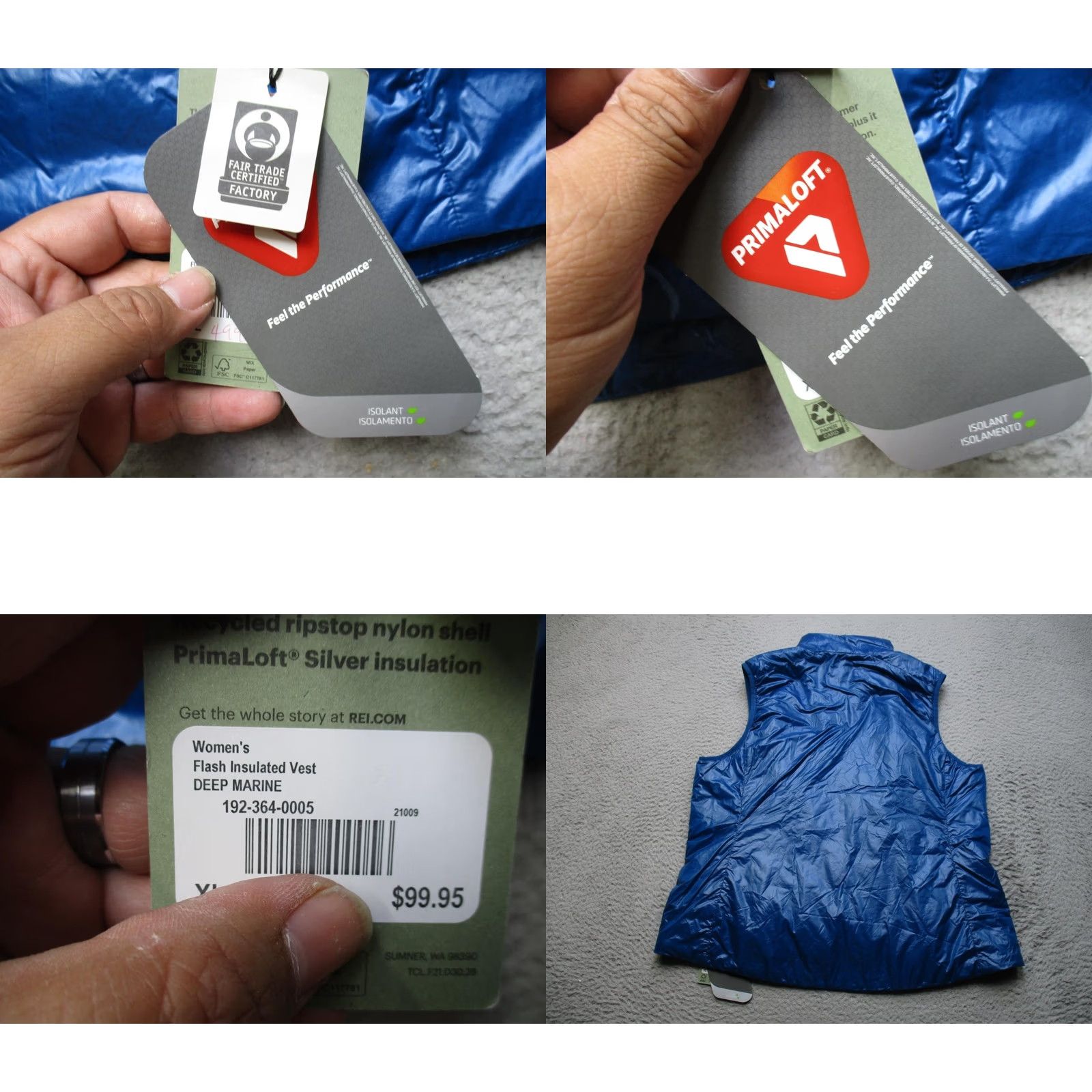 Vintage REI Co-op Flash Insulated Vest Womens XL Deep Marine Blue PrimaLoft Packable Size XL / US 12-14 / IT 48-50 - 8 Thumbnail
