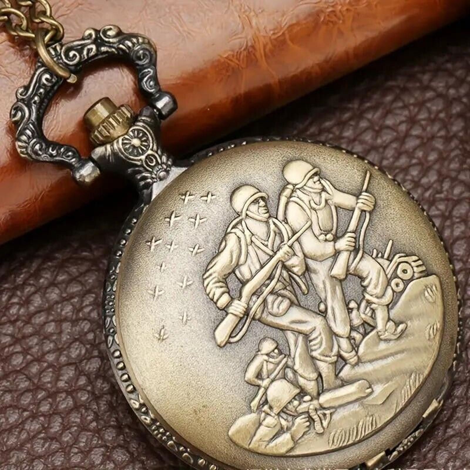 Other Bronze Quartz Pocket Watch Army Marine Military War Size ONE SIZE - 2 Thumbnail