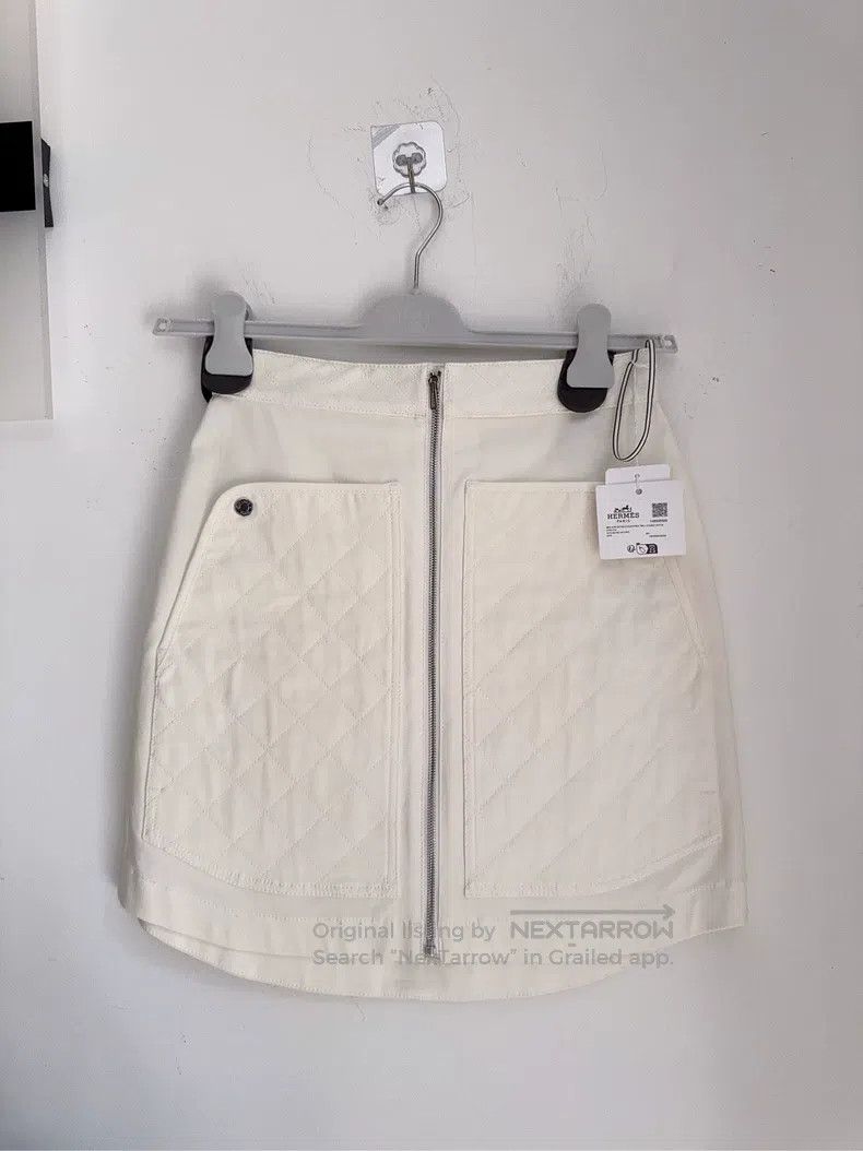 Hermes Hermes White diamond pattern skirt Size 25" / US 0 / IT 36 - 1 Thumbnail
