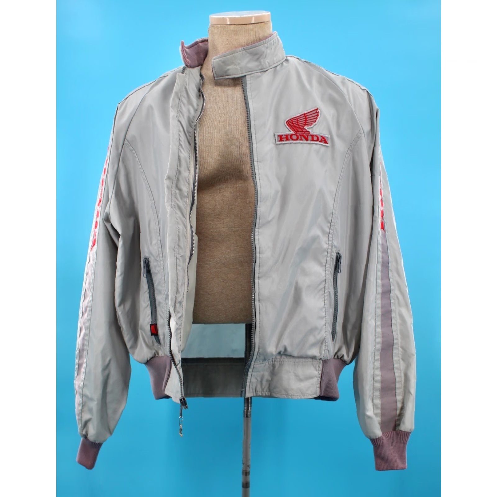 Honda VTG 70s Honda Nylon Racing Jacket Mens XL Gray Hondaline Wing Patch Jacket Size US XL / EU 56 / 4 - 4 Thumbnail