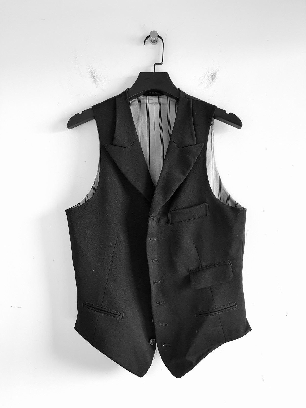 Yohji Yamamoto Yohji Yamamoto Pour Homme Wool 7BS Peak Lapel Tailored Vest Size US M / EU 48-50 / 2 - 2 Thumbnail