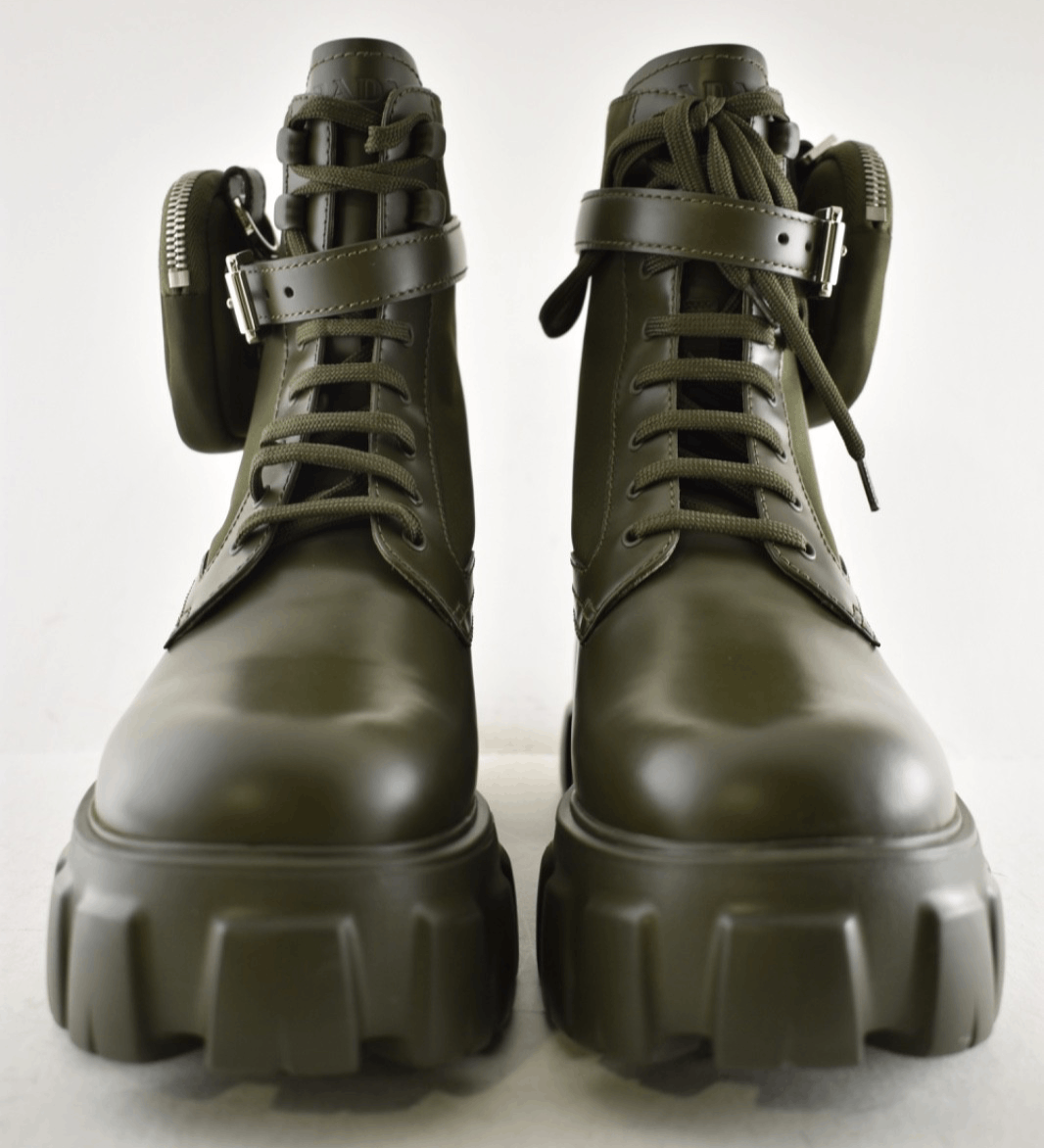 Prada Prada Monolith Leather Nylon Pouch Lug Sole Combat Boot 40 Size US 10 / IT 40 - 9 Thumbnail