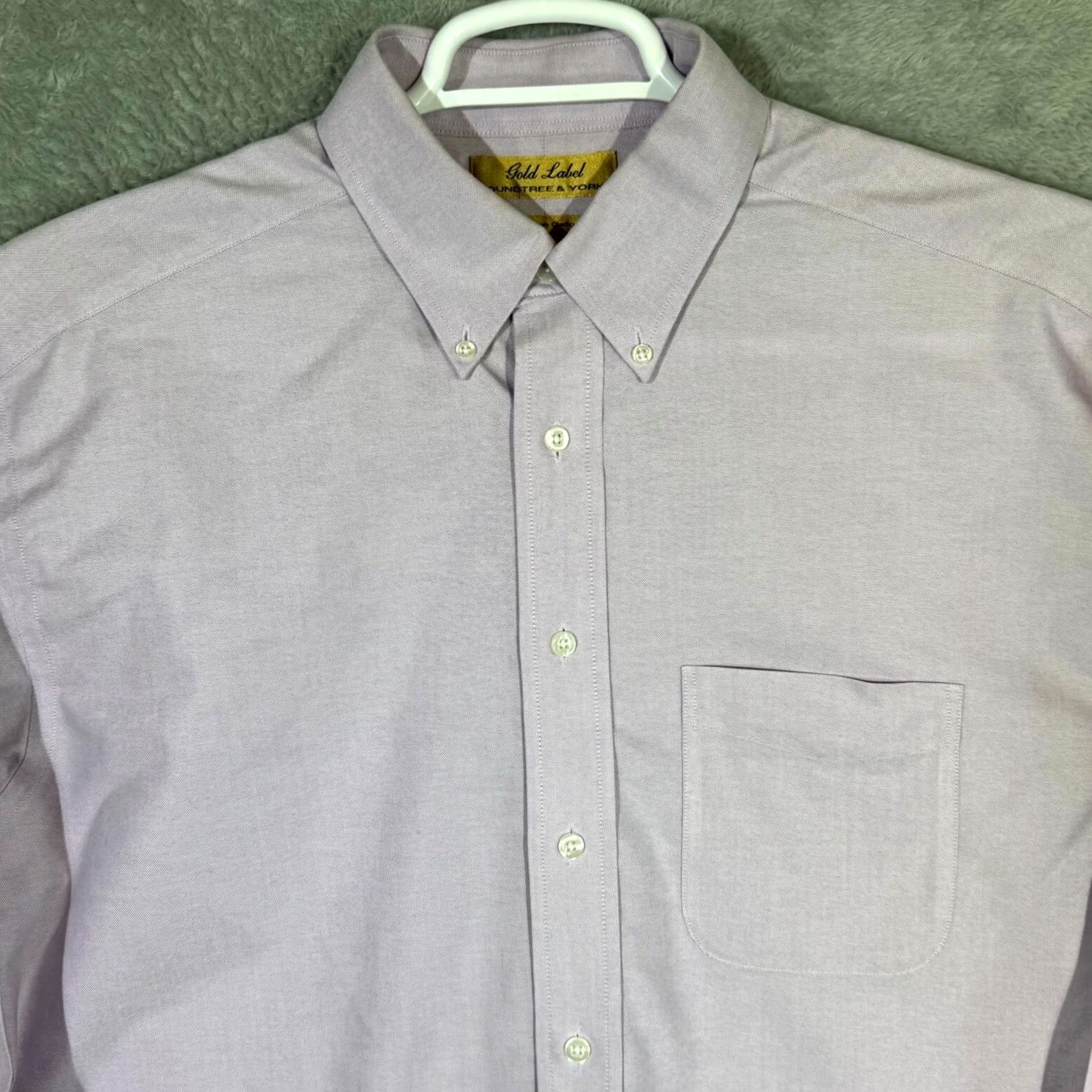 Roundtree & Yorke Gold Label Dress Shirt Mens Long Sleeve 16x34 Light Purple 100% Cotton Formal Shirt Size 42R - 4 Thumbnail