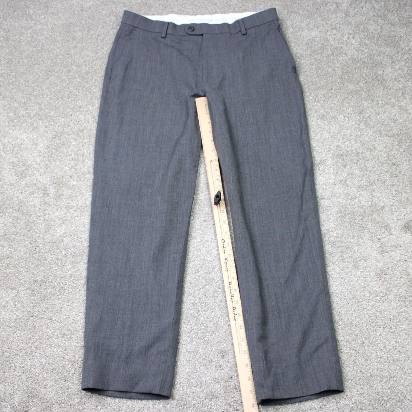 Joseph Abboud Joseph Abboud Pants Mens 34x28 Gray 100% Wool Flat Front Straight Leg Size US 34 / EU 50 - 2 Thumbnail