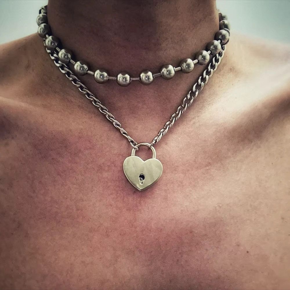 Other Steel Cuban Chain Love Padlock Charm Necklace Size ONE SIZE - 1 Thumbnail