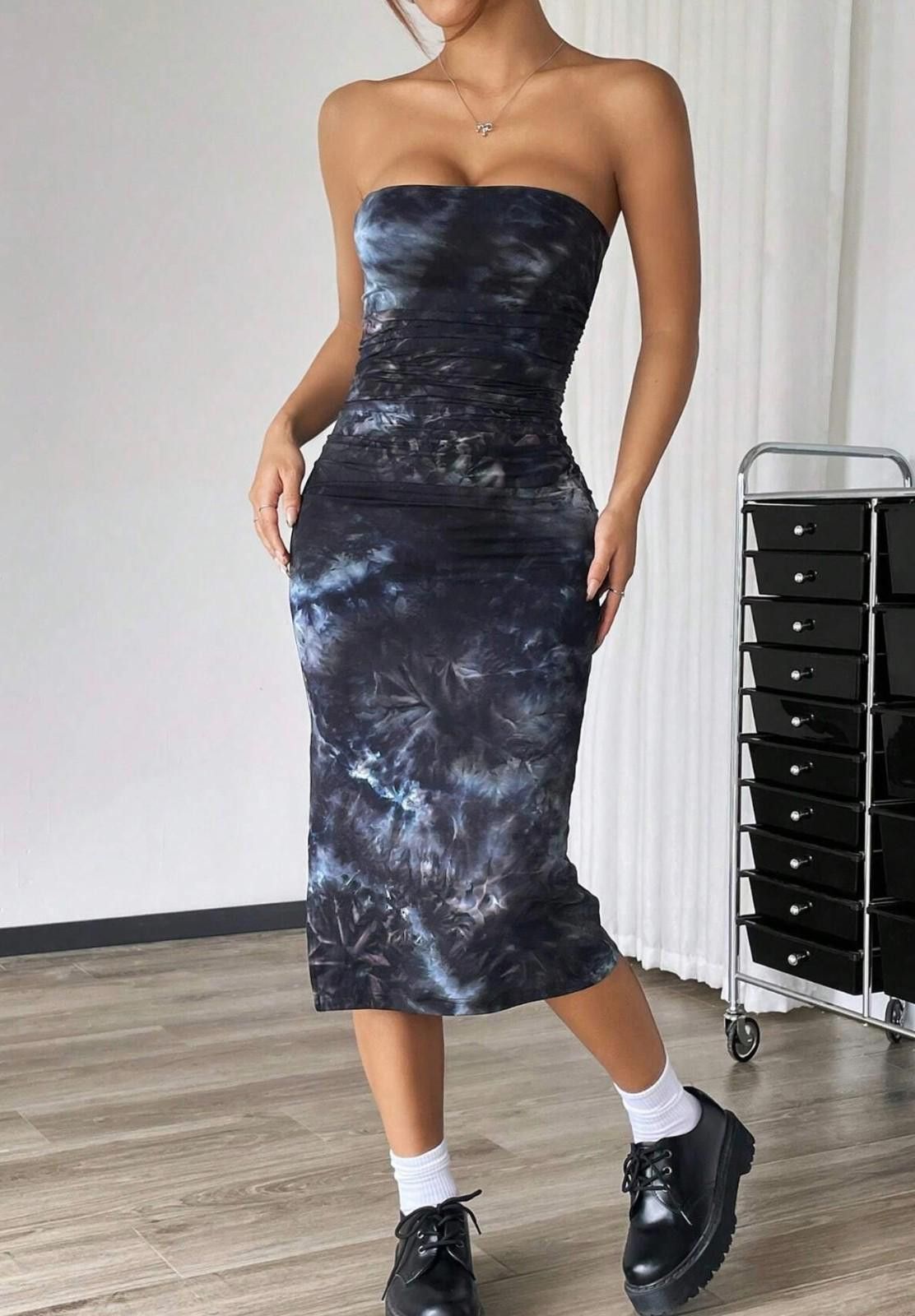 Shein SHEIN Tie-Dye Strapless Dress (X-SMALL) Size XS / US 0-2 / IT 36-38 - 6 Thumbnail